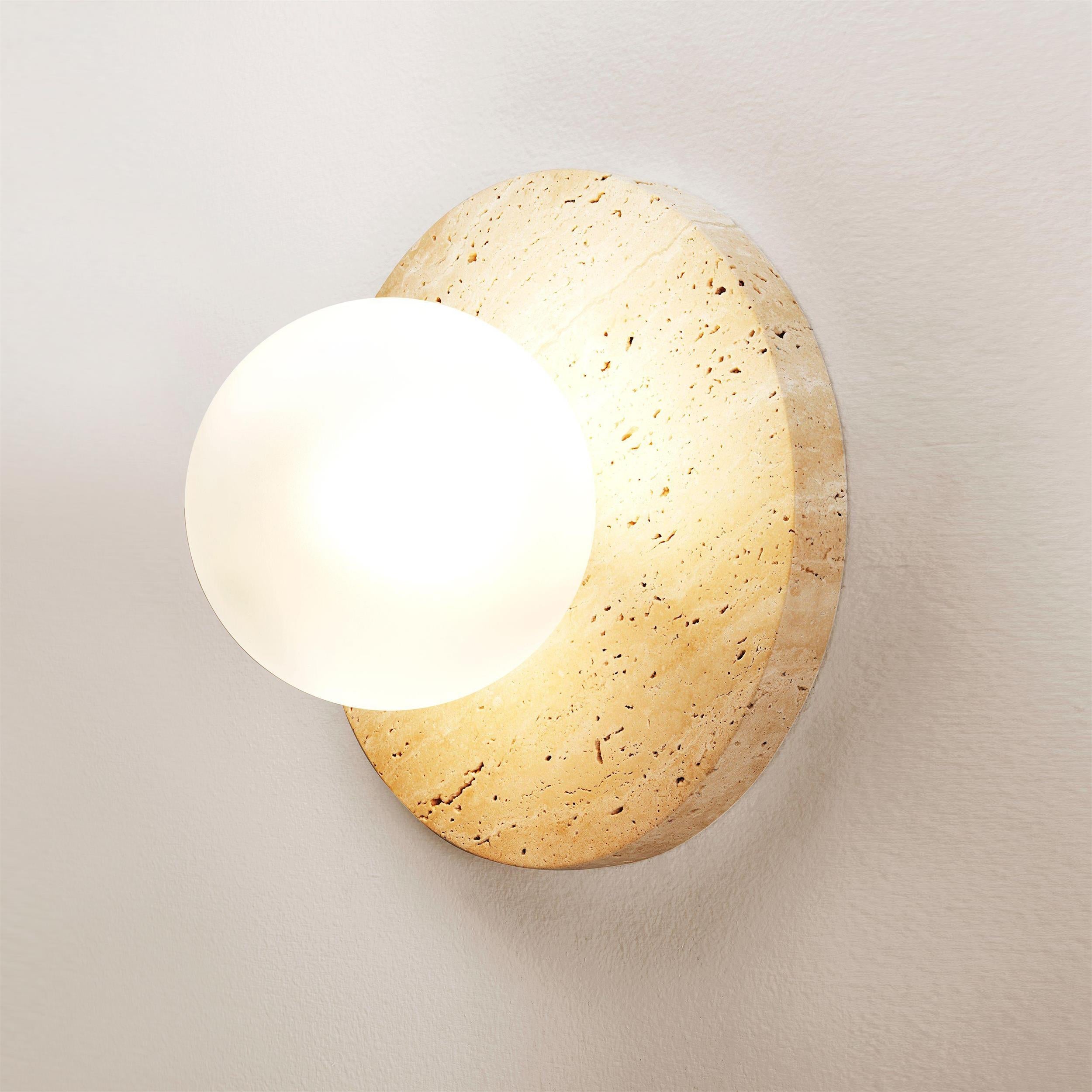 Arthaen Modern Minimalist Marble Travertine Flushmount Sconce Wall Lamp - Lamp Copper
