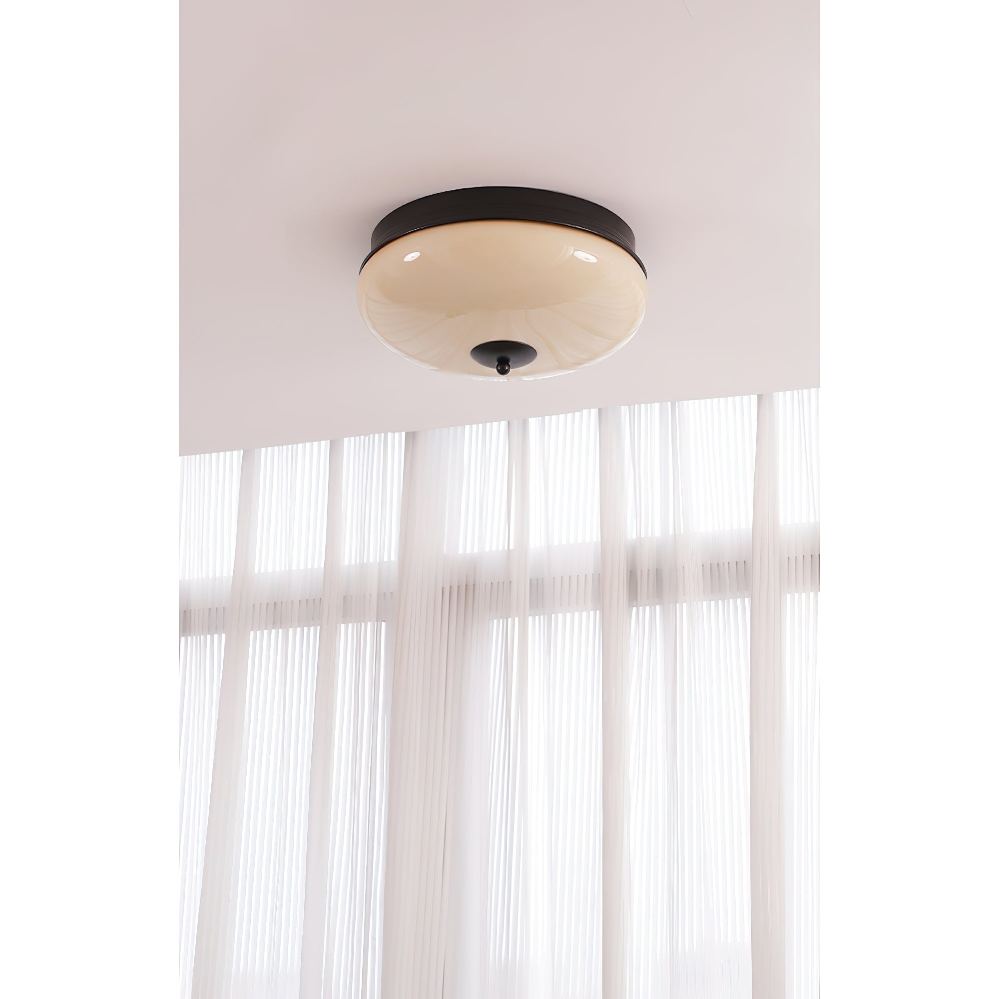 Vatalisra Modern Minimalist Round Metal Glass Ceiling Light - Lamp Copper