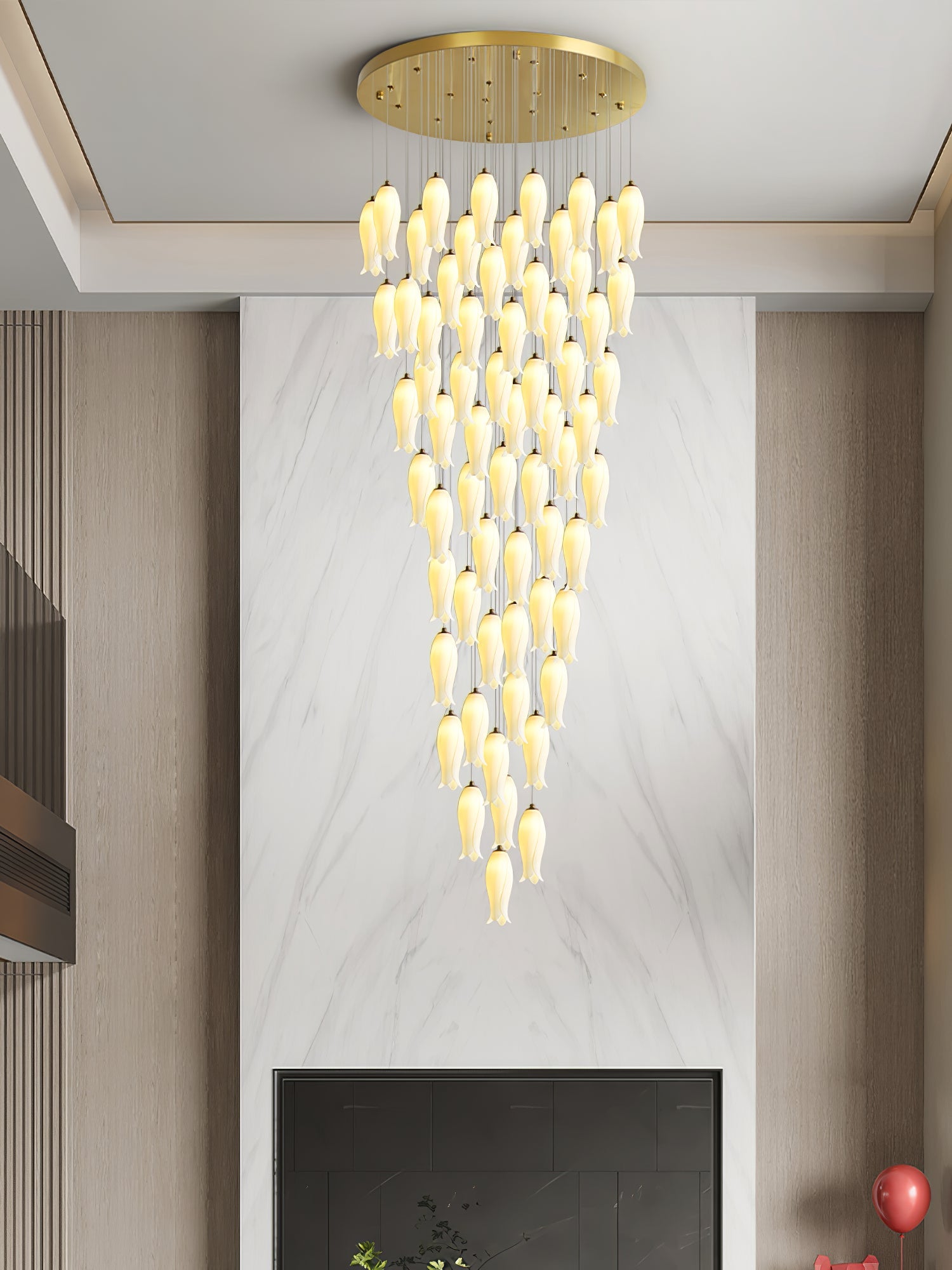 Sylirion Alabaster Brass Chandelier - Letslighting