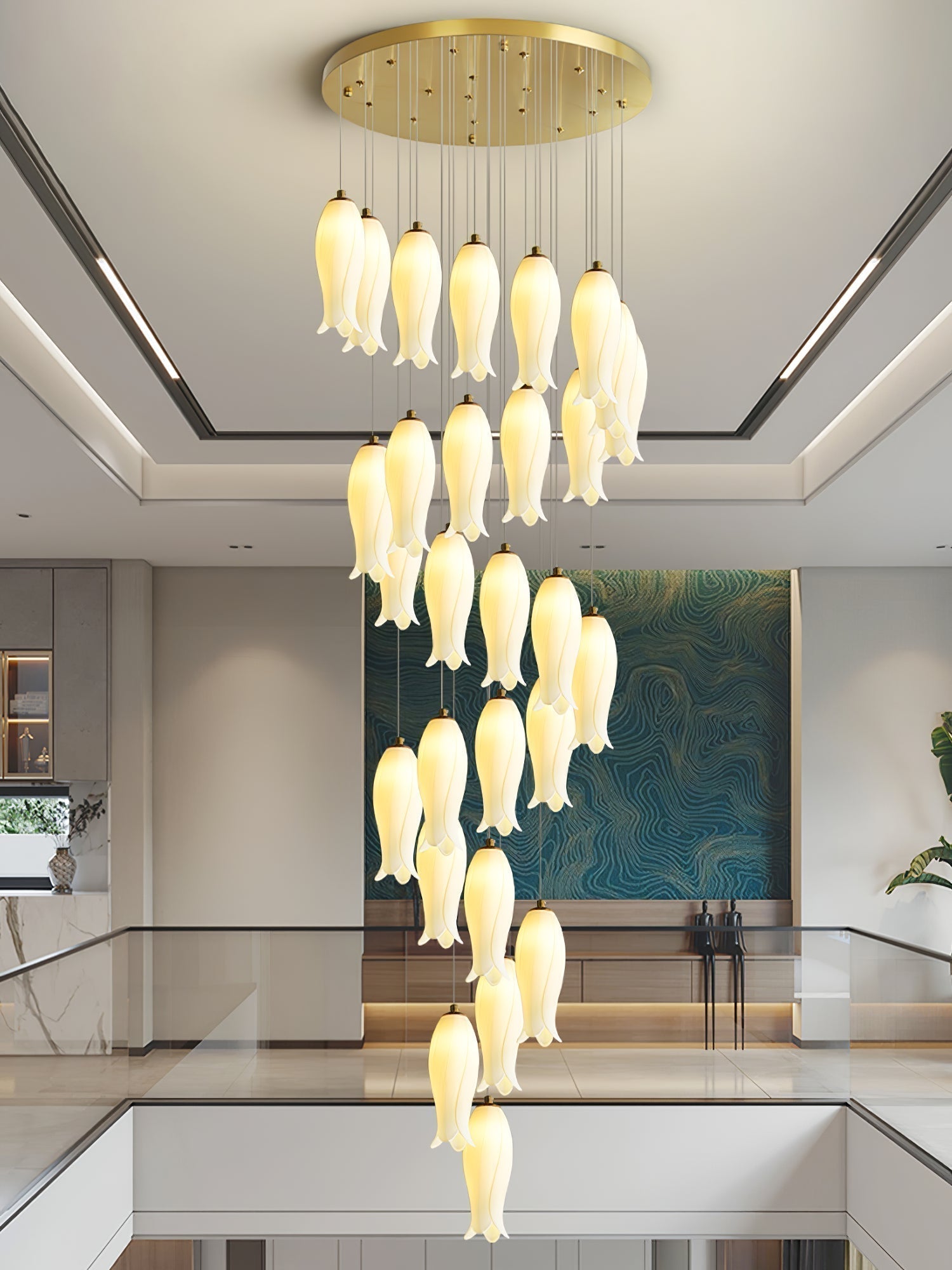 Sylirion Alabaster Brass Chandelier - Letslighting