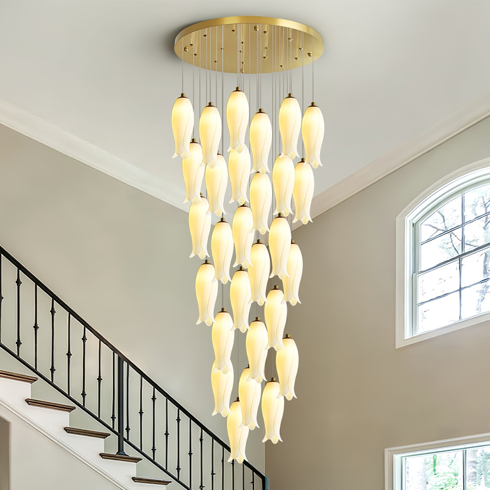 Sylirion Alabaster Brass Chandelier - Letslighting