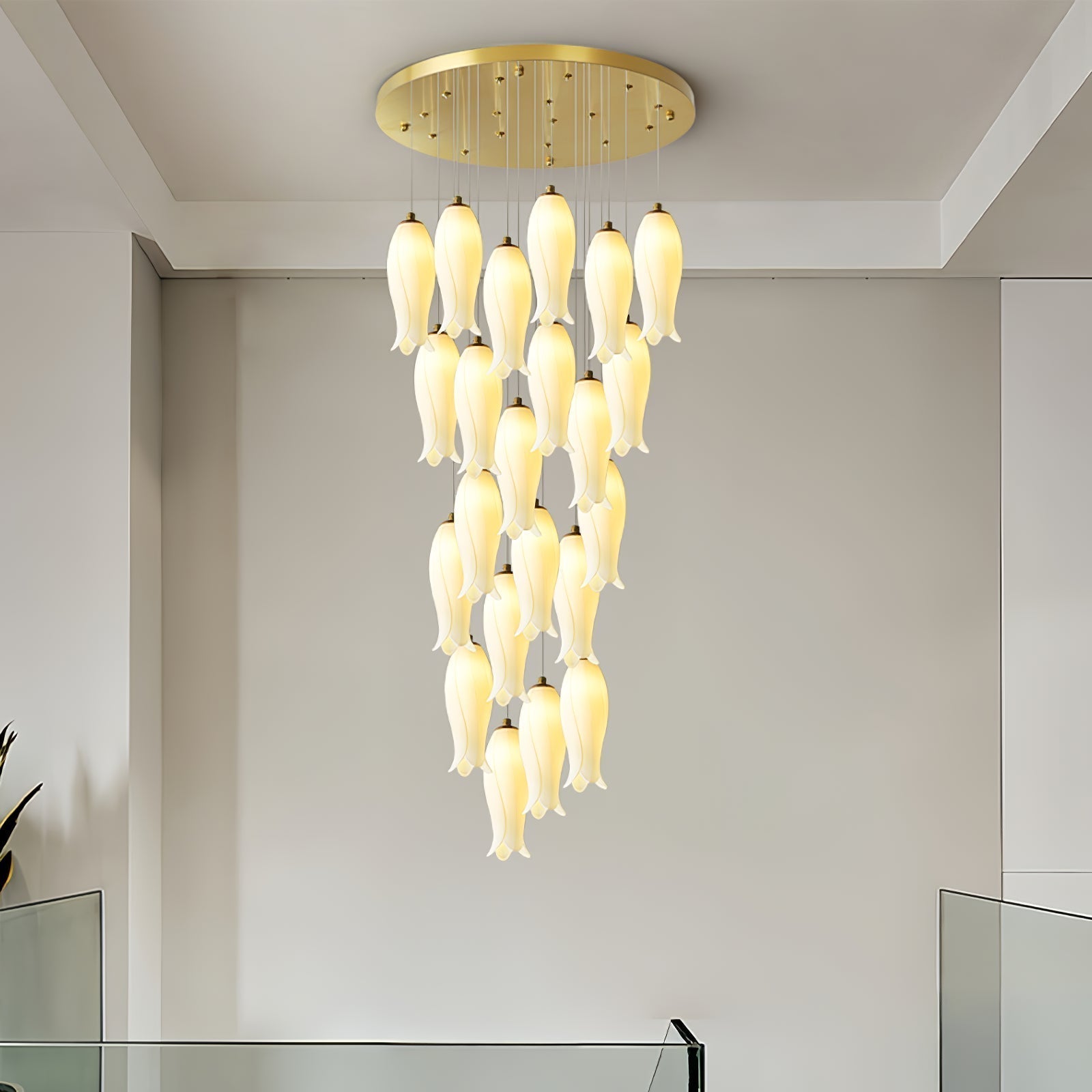 Sylirion Alabaster Brass Chandelier - Letslighting