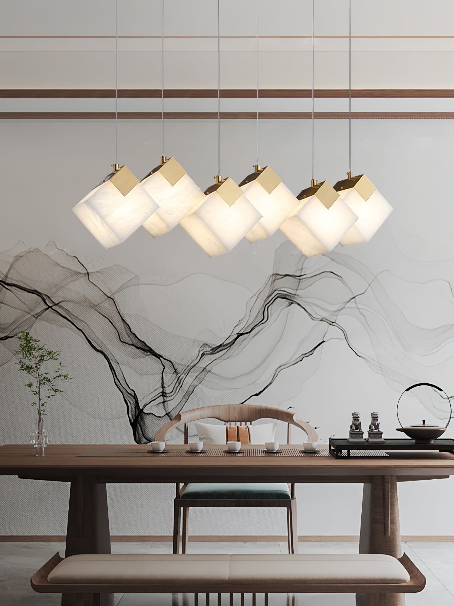 Vevariel Linear Alabaster Pendant Light - Letslighting