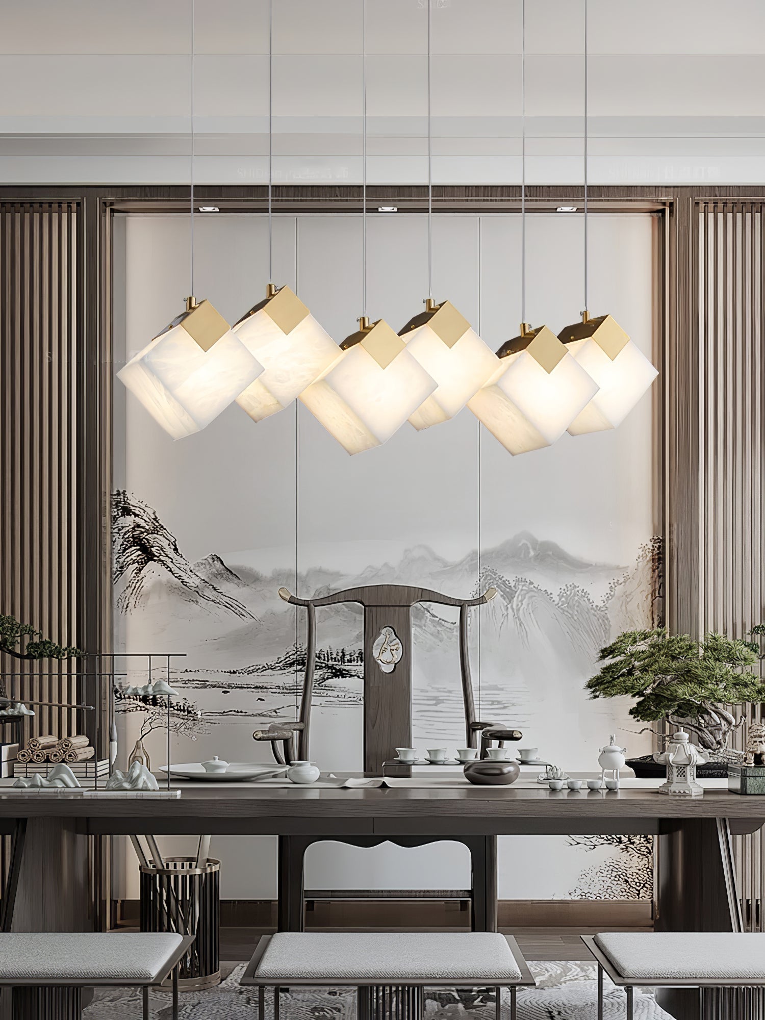 Vevariel Linear Alabaster Pendant Light - Letslighting