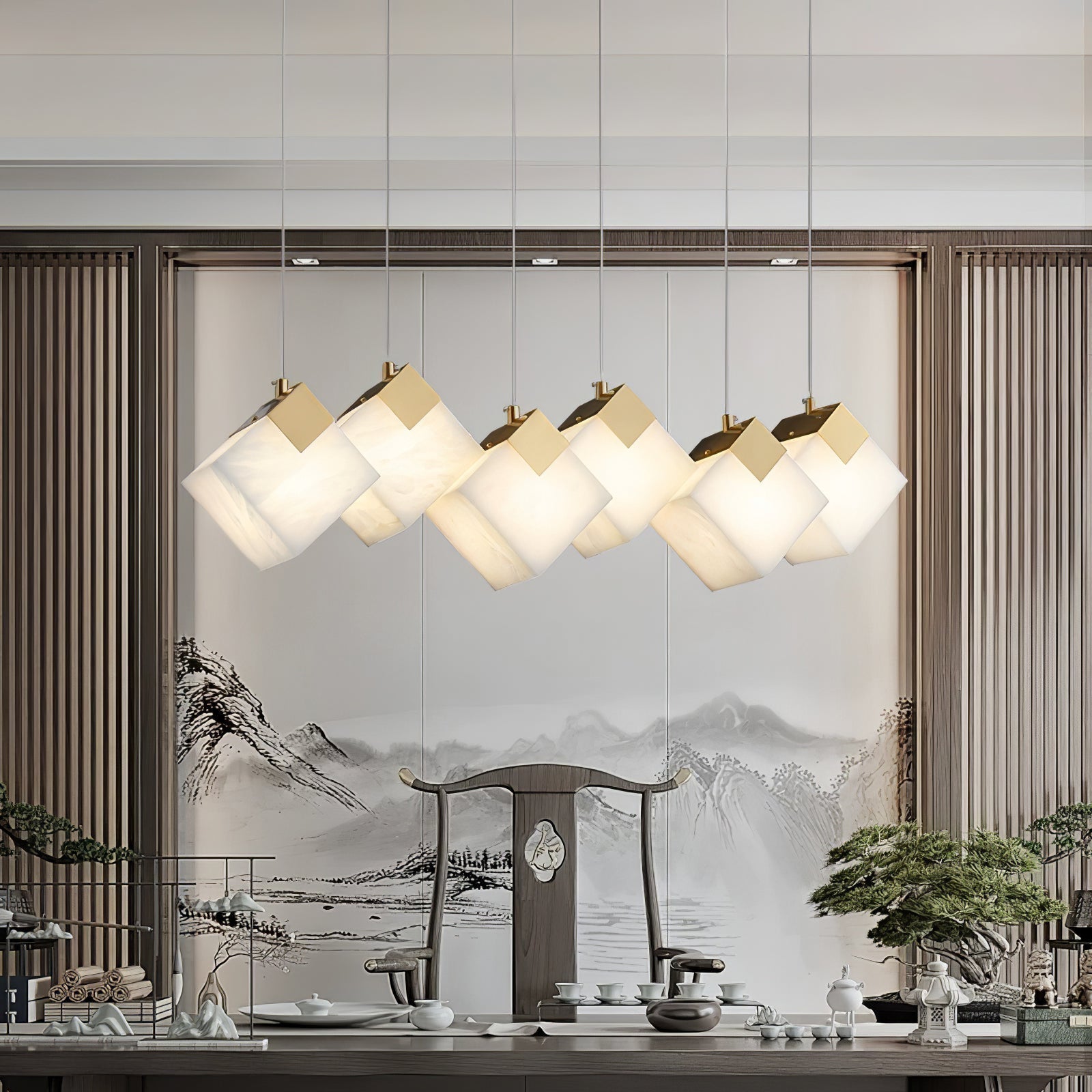 Vevariel Linear Alabaster Pendant Light - Letslighting