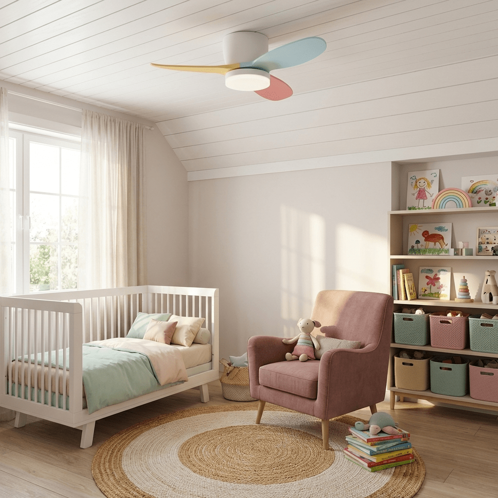 Ventilador de Techo Milo Petal con luz LED integrada encendida