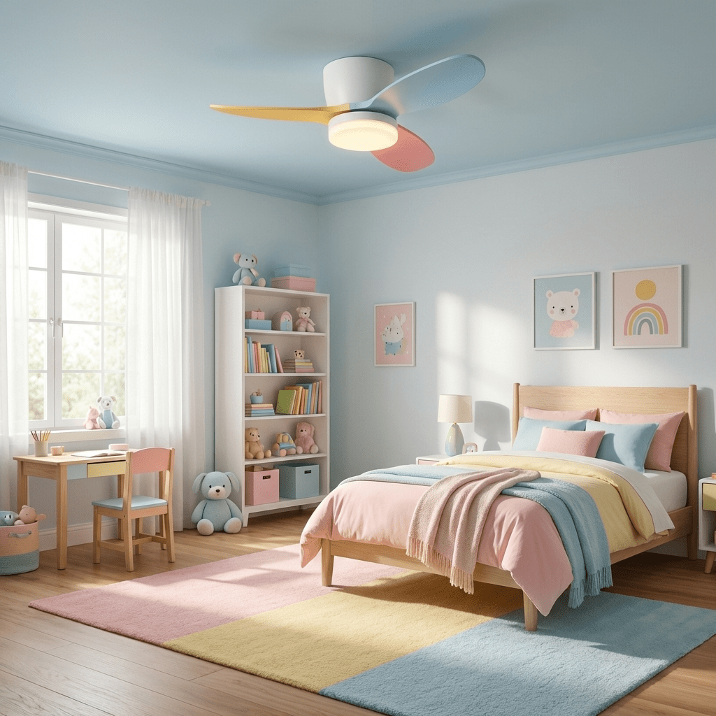 Ventilador de Techo Milo Petal instalado en un salón moderno