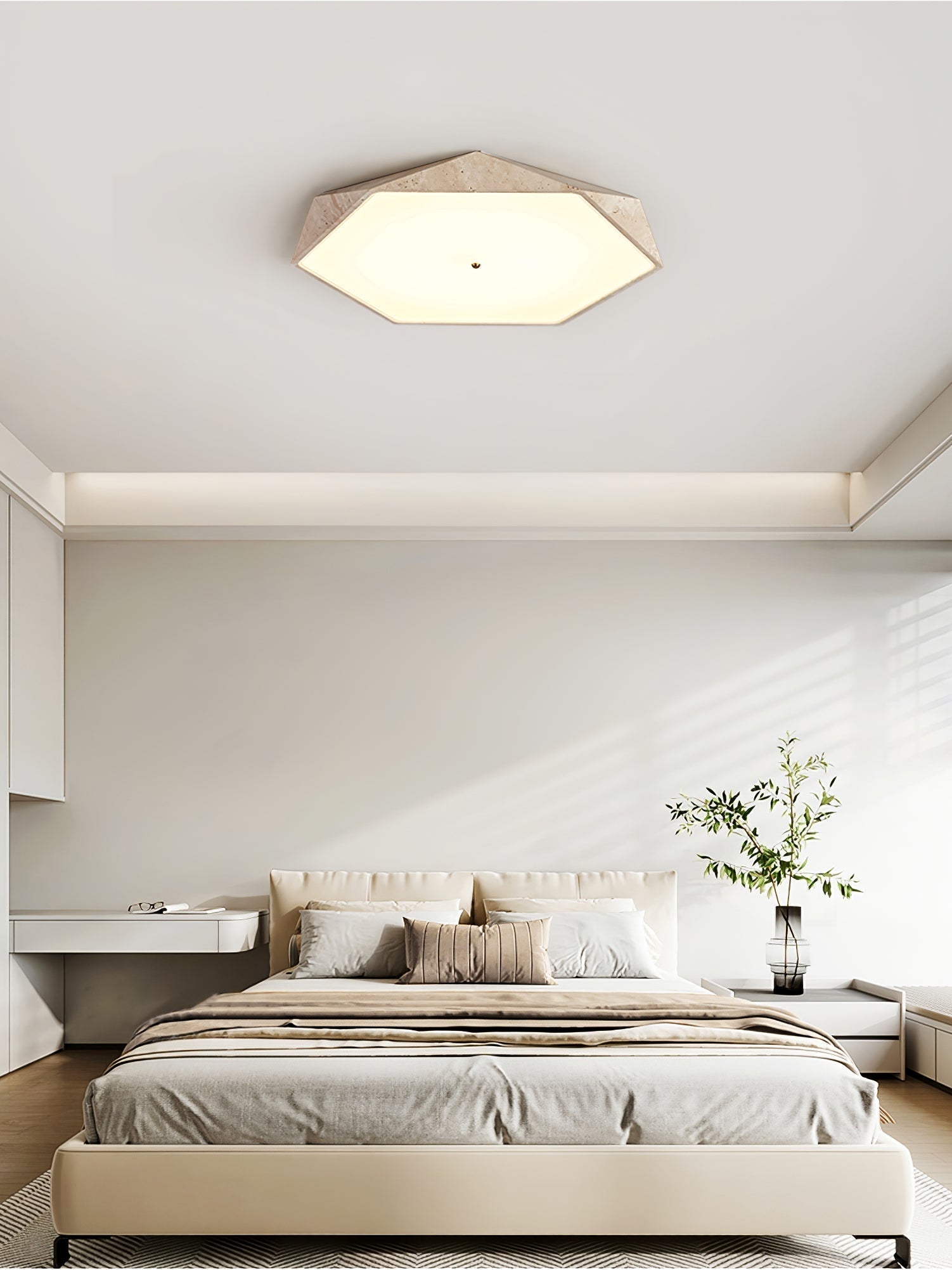 Hexagonal Travertine Ceiling Light - Letslighting