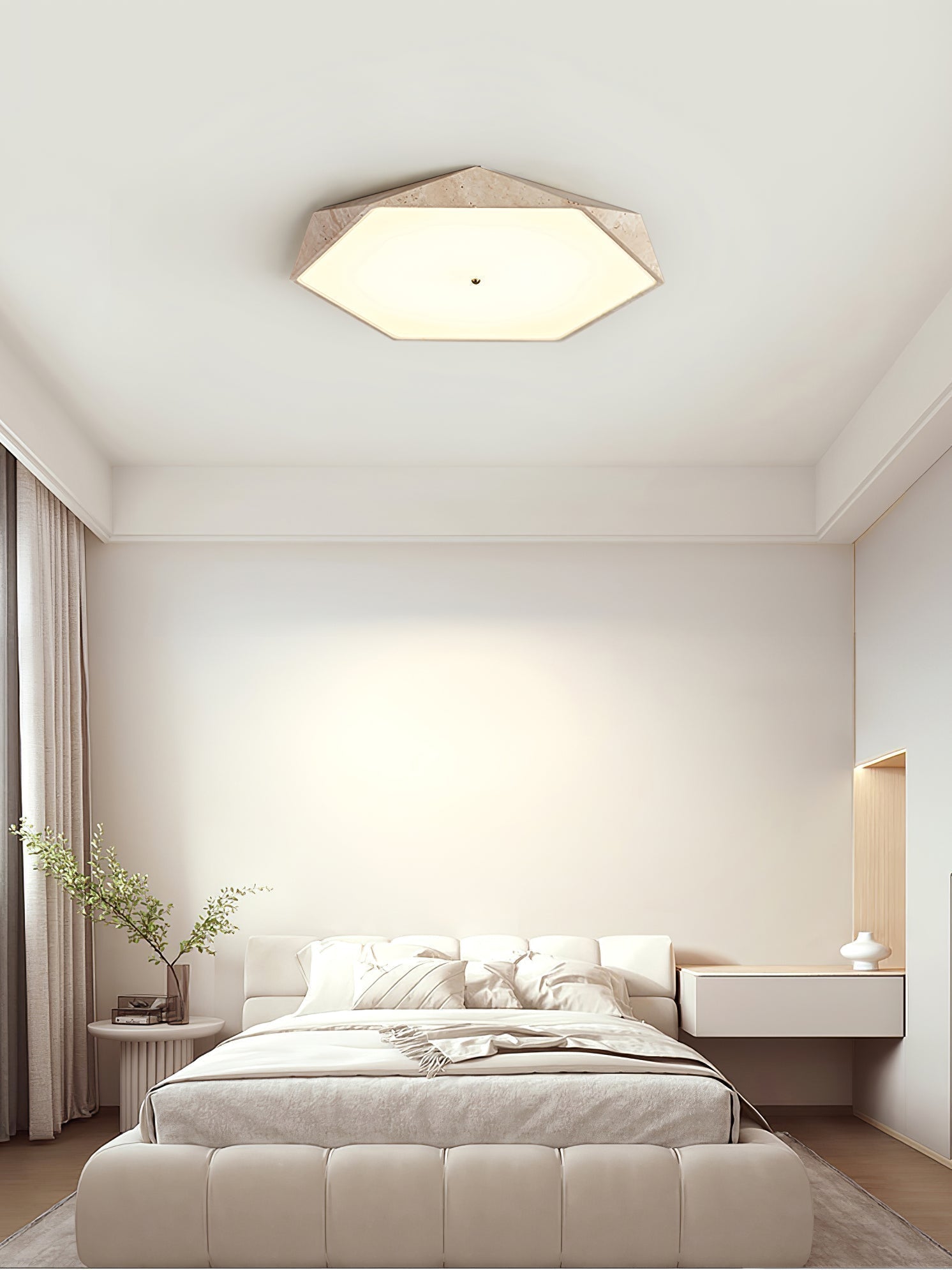 Hexagonal Travertine Ceiling Light - Letslighting