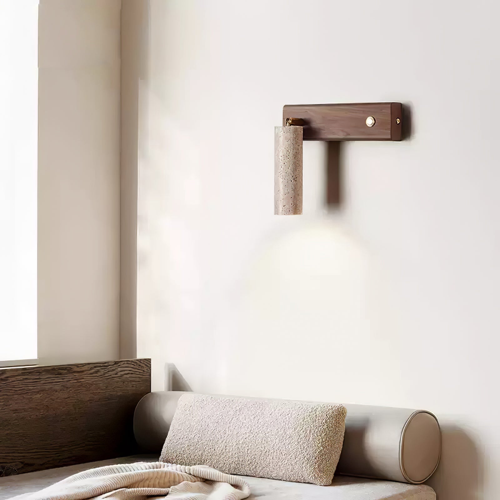 Ornoria Cylindrical Travertine Wall Light SpotLight - Letslighting