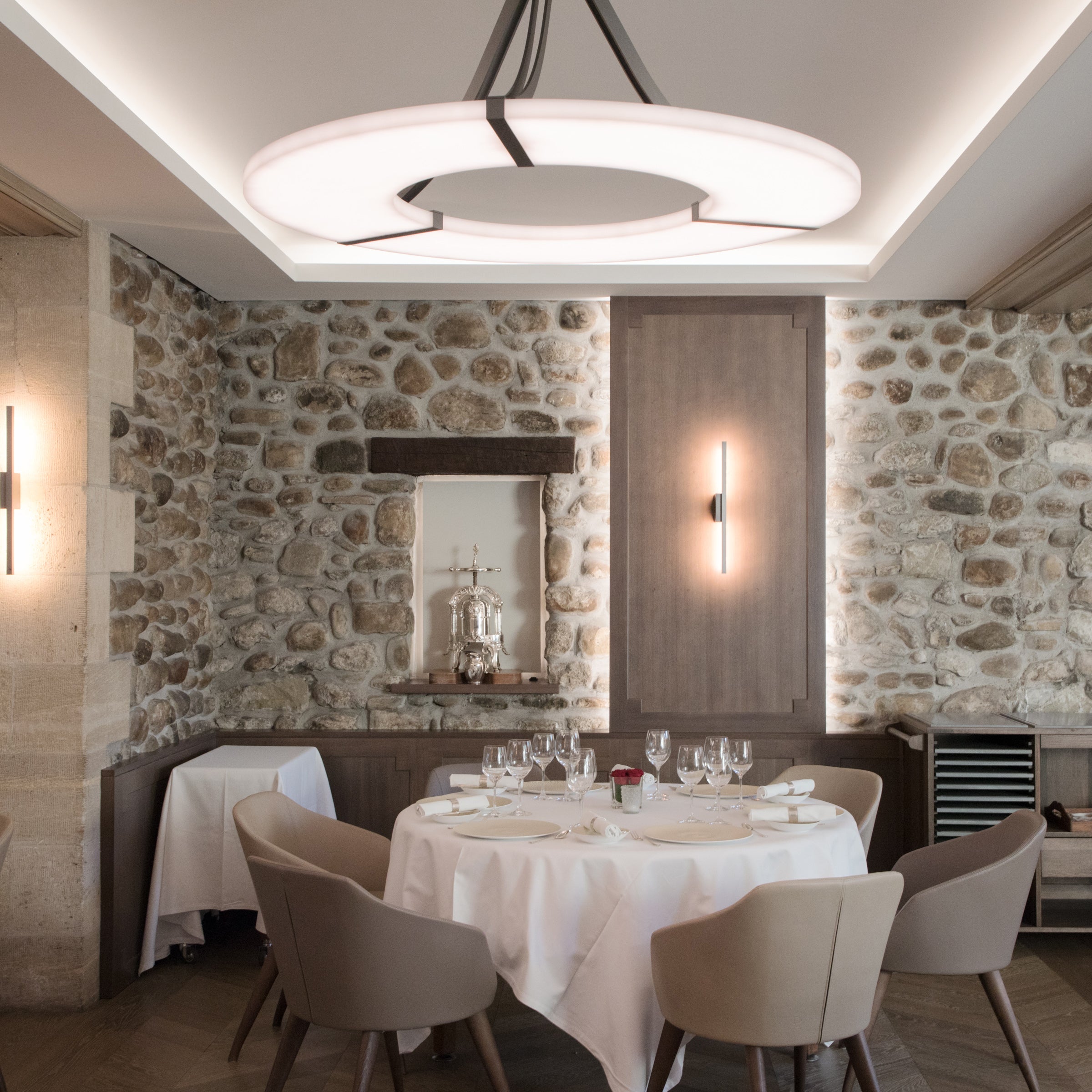 Elirionis Modern Minimalist Metal Alabaster Chandelier - Lamp Copper