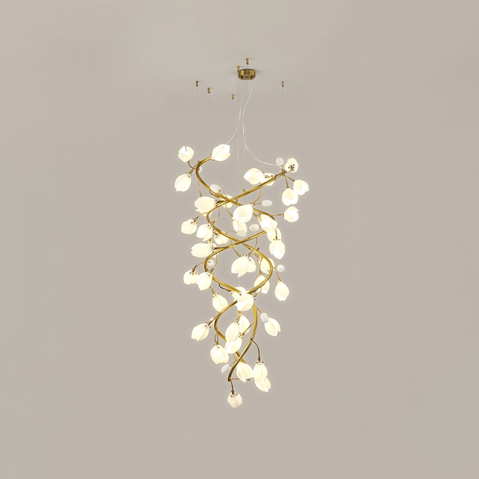 Evene Spiral Ceramic Brass Chandelier - Letslighting