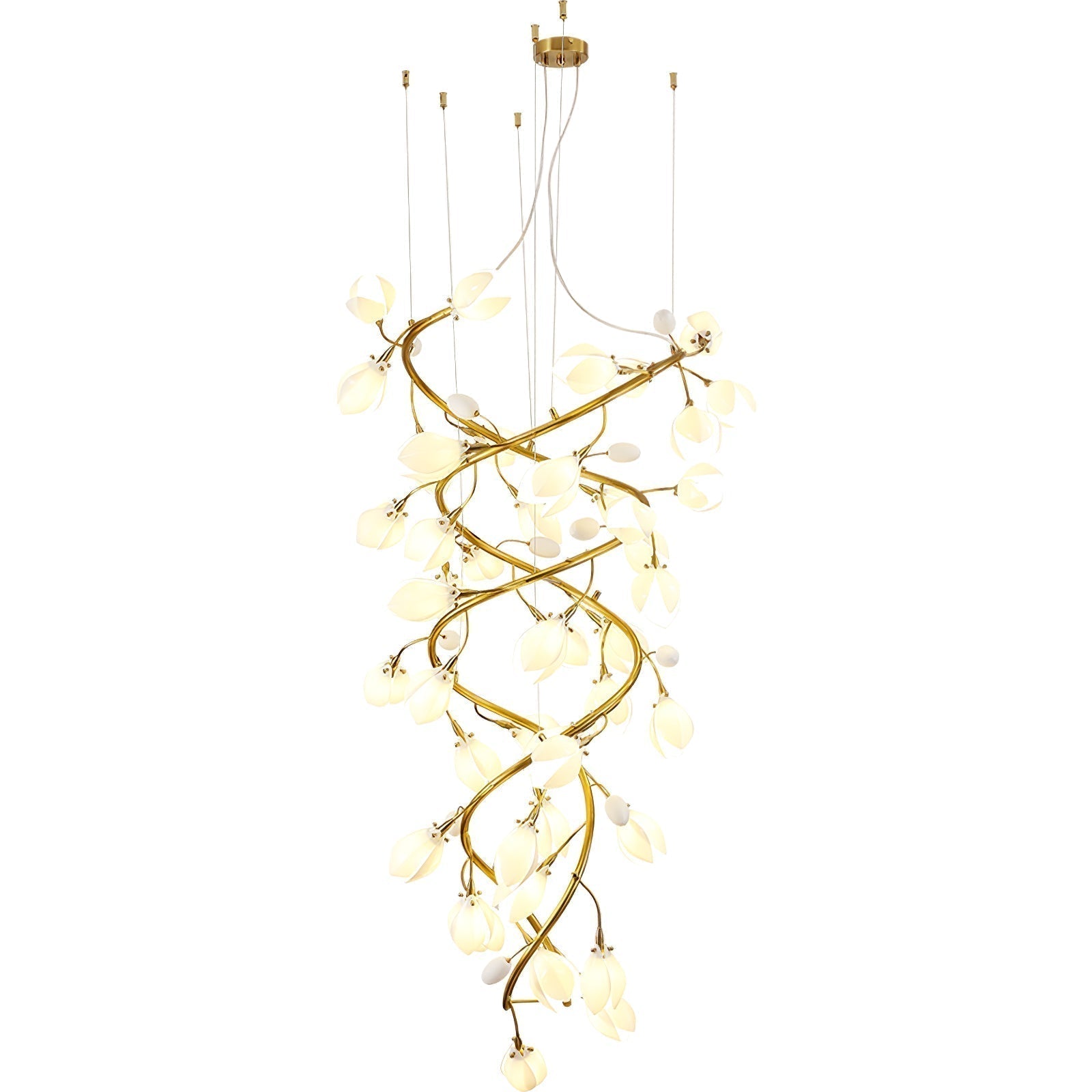 Evene Spiral Ceramic Brass Chandelier - Letslighting