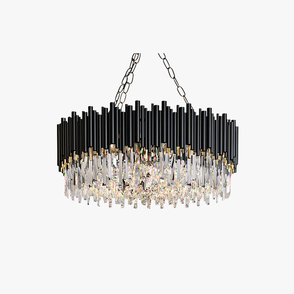 Kristy Industrial Cilíndrico Vidrio/Metal Lámparas de Araña Negro Salón