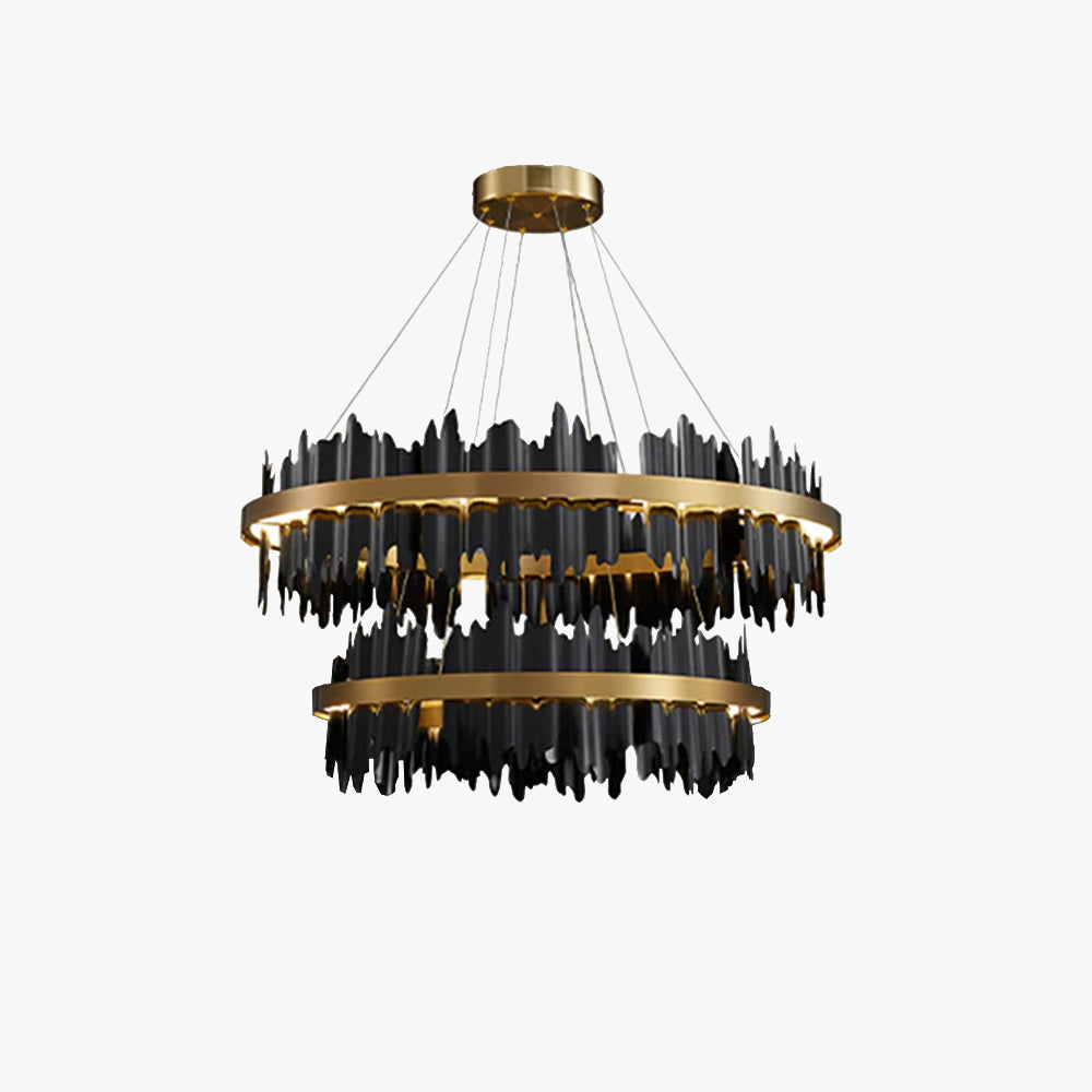 Kristy Industrial Lámparas de Araña Cilíndrico Metal Negro Oro Salón