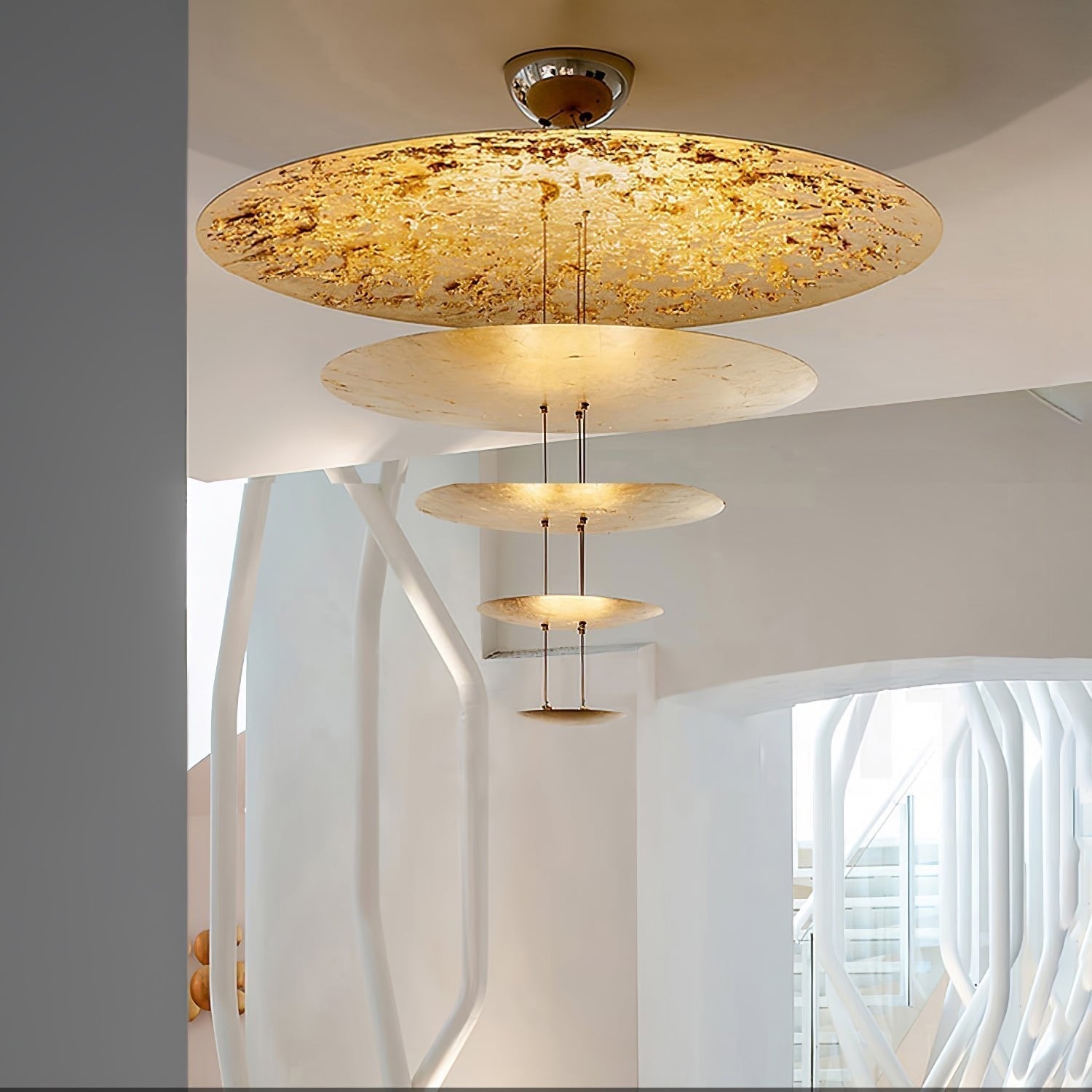 Zathaara Layered Gold Foil Pendant Light - Letslighting
