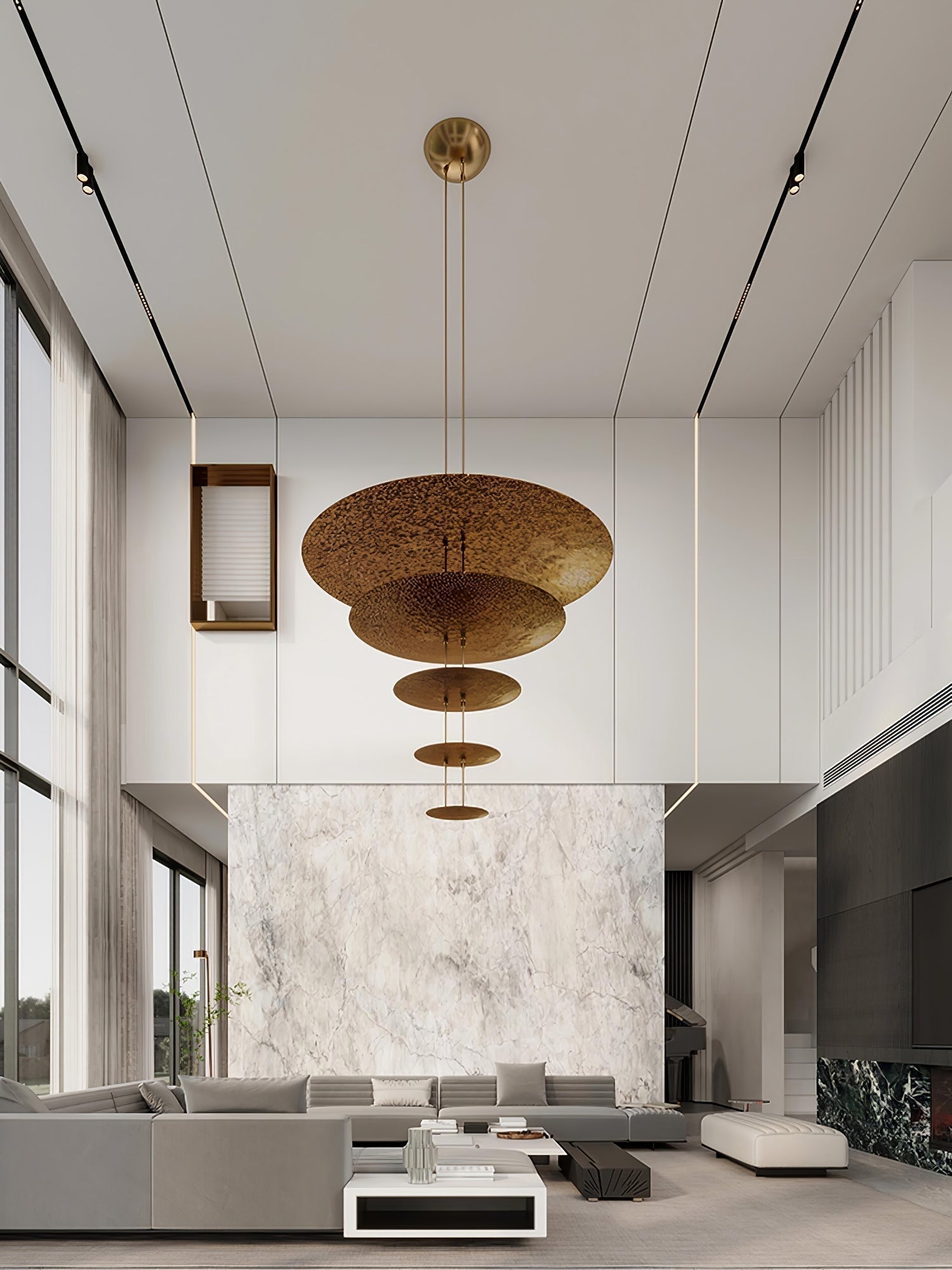 Zathaara Layered Gold Foil Pendant Light - Letslighting