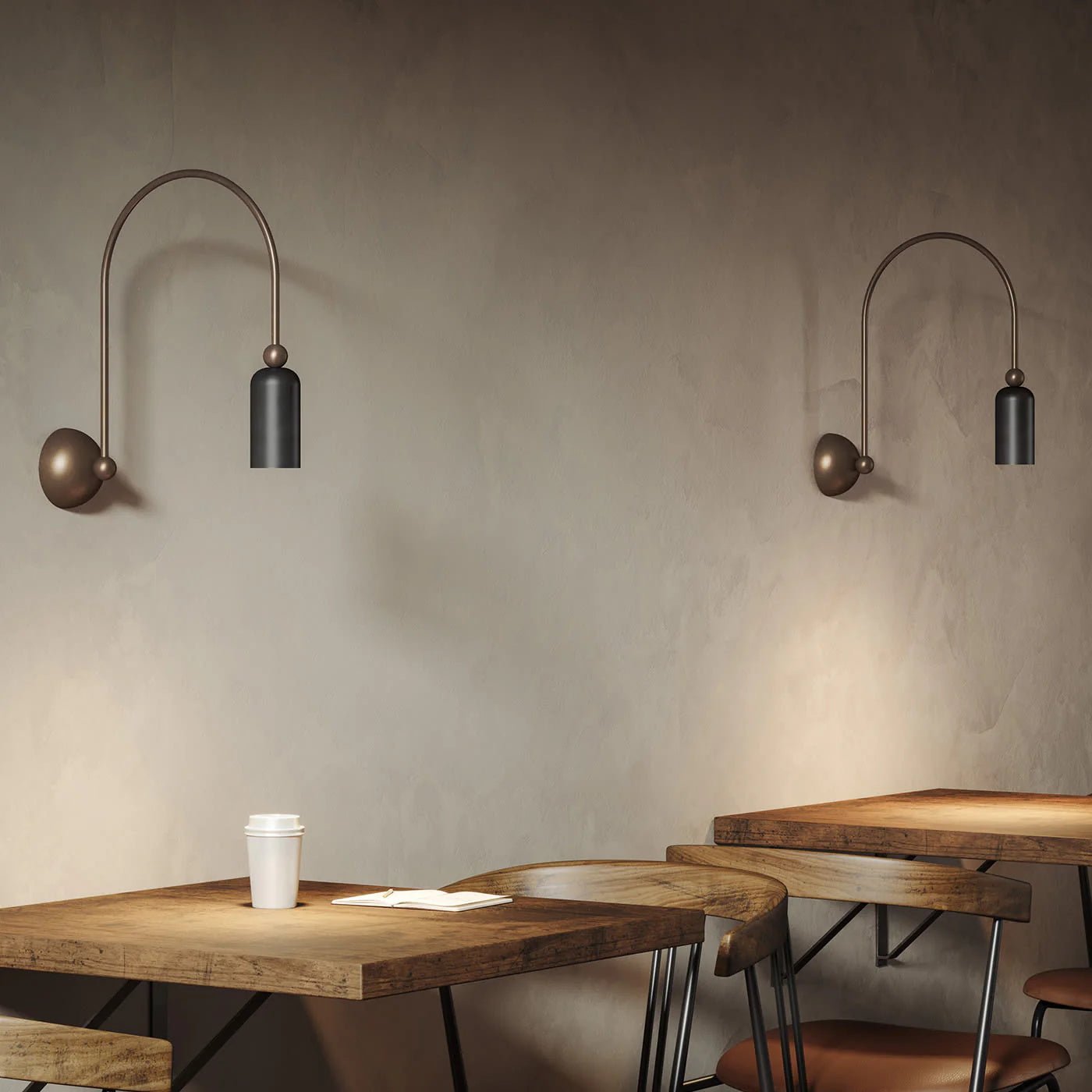Vortigaud Curved Bronze Black Wall Light - Letslighting