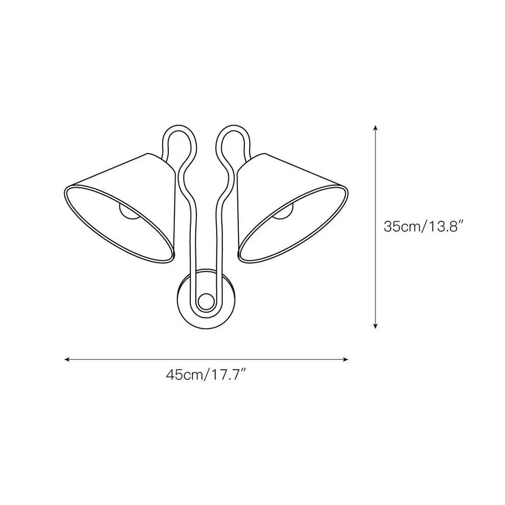 Silva Lámpara de Pared con Dos Pantallas Cónicas Blancas de Tela