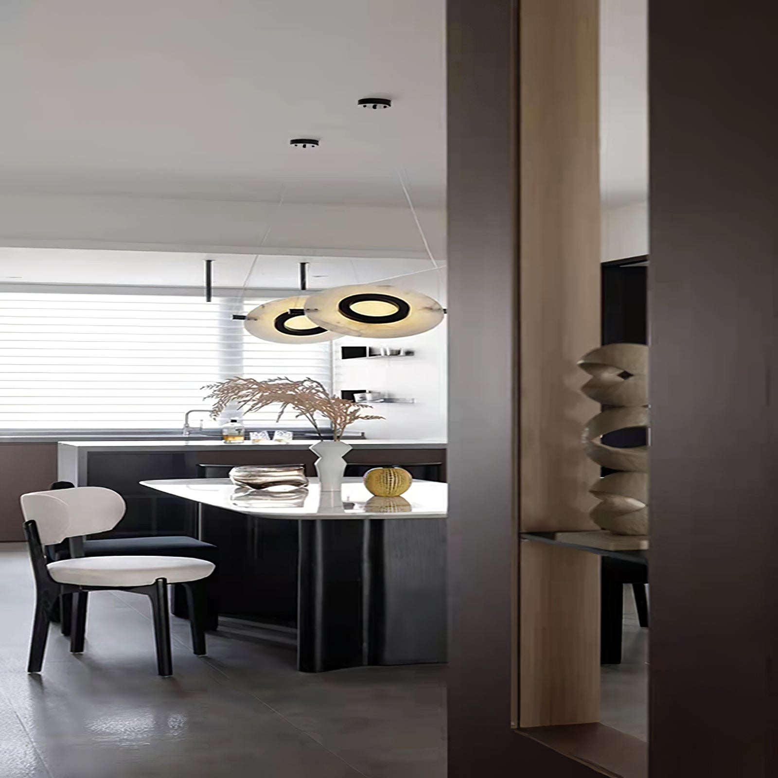 Vasila Postmodern Luxury Metal Alabaster Pendant Lamp - Lamp Copper