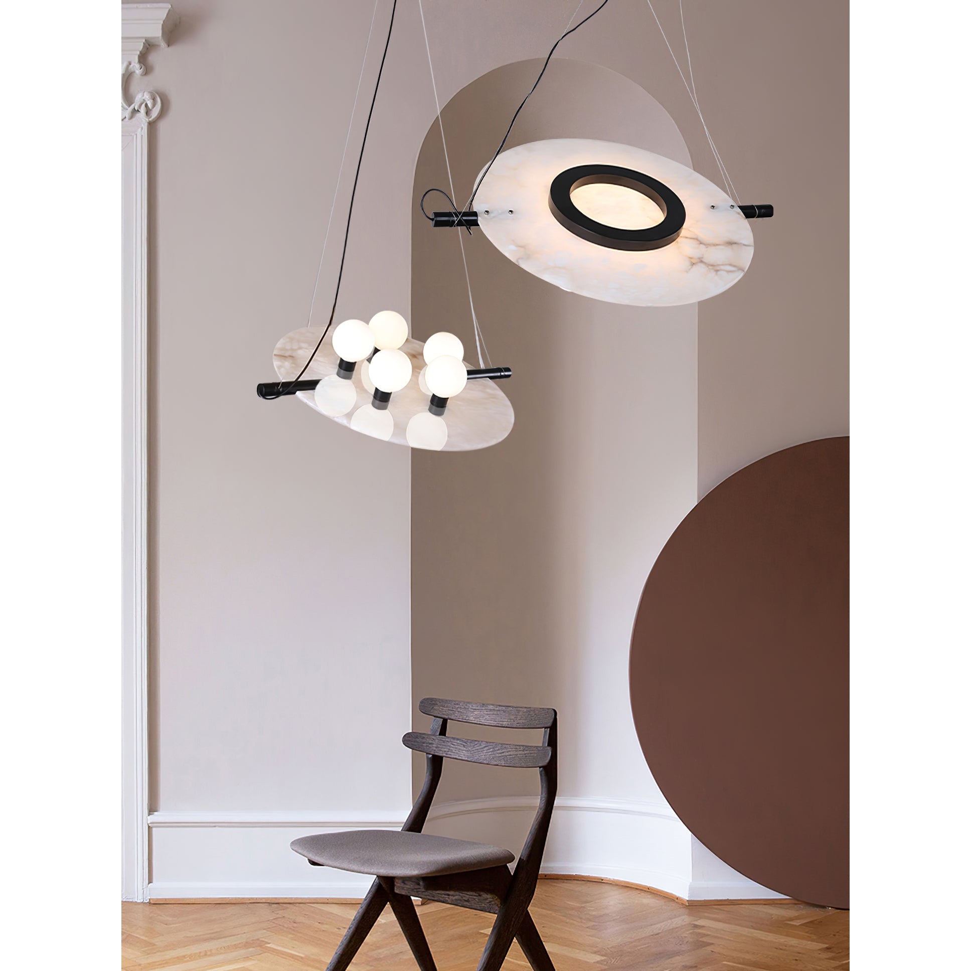 Vasila Postmodern Luxury Metal Alabaster Pendant Lamp - Lamp Copper