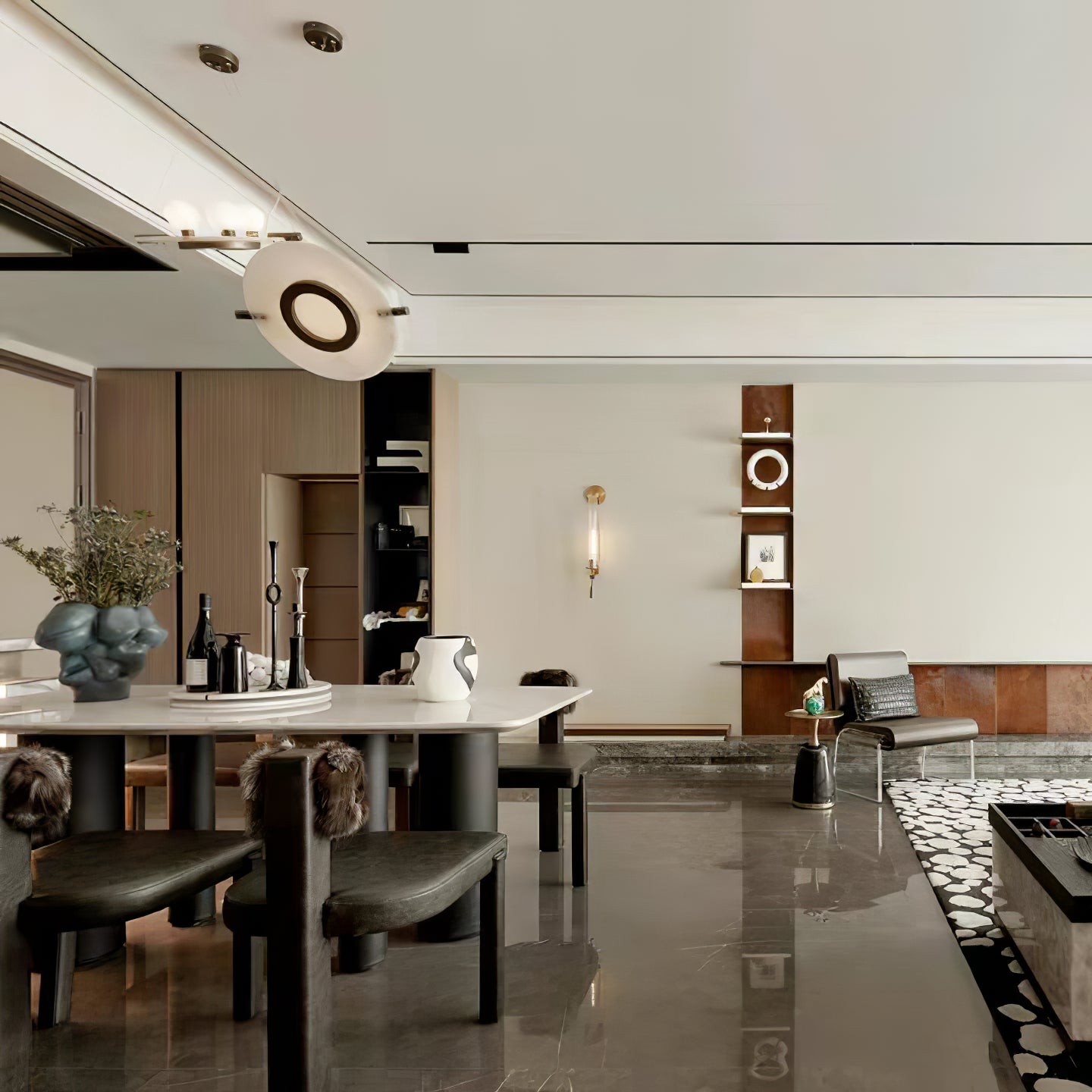 Vasila Postmodern Luxury Metal Alabaster Pendant Lamp - Lamp Copper