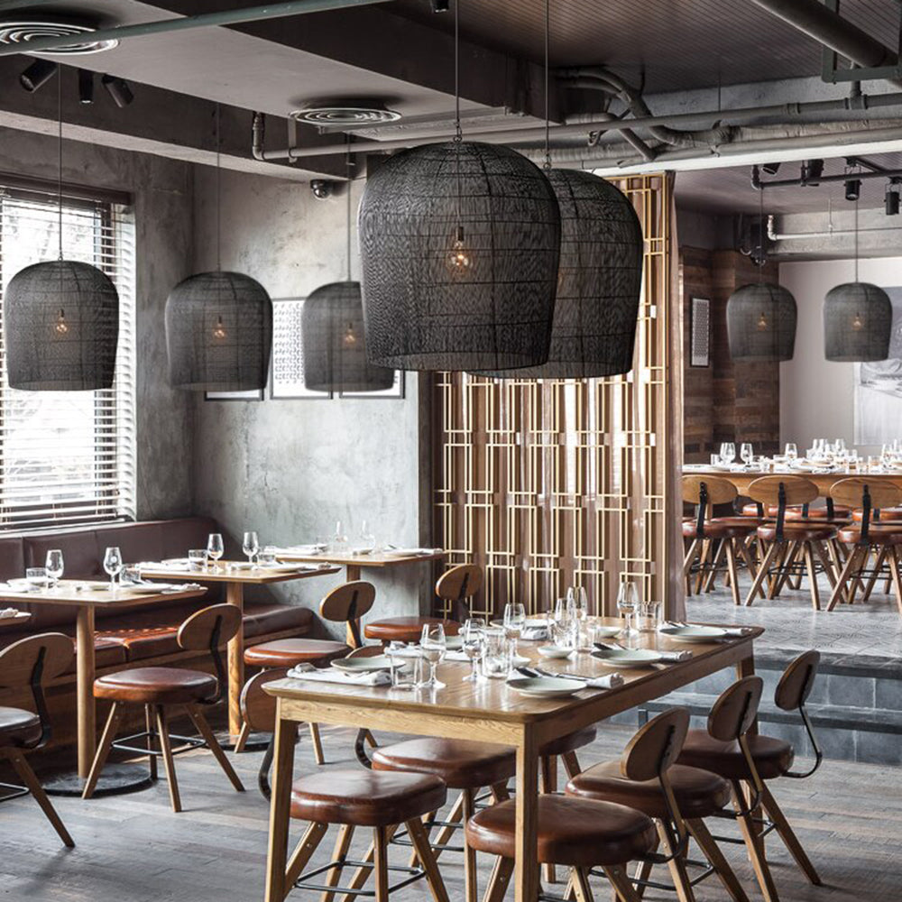 Ritta Nórdica Cilíndrico Ratán Lámpara Colgante Negra/Blanca