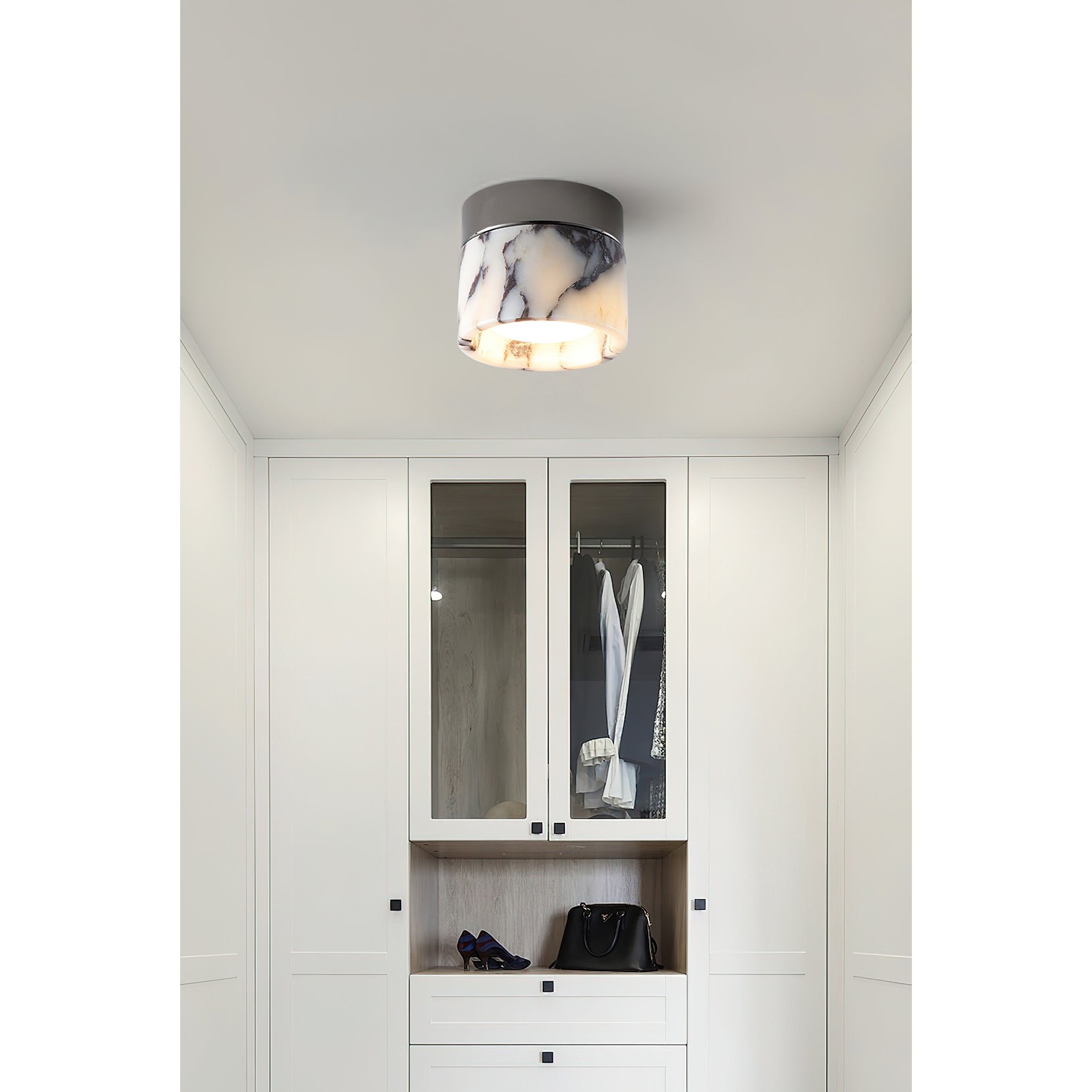 Ivinir Modern Minimalist Round Marble Ceiling Lamp - Lamp Copper