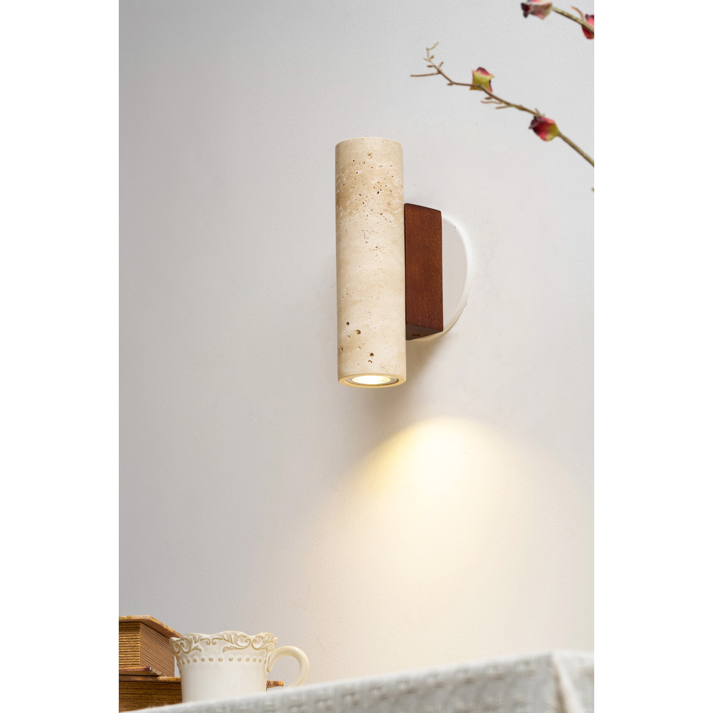 Uvineth Modern Minimalist Travertine Wall Lamp - Lamp Copper