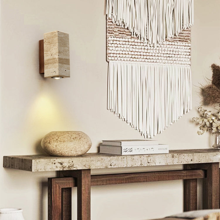 Uvineth Modern Minimalist Travertine Wall Lamp - Lamp Copper