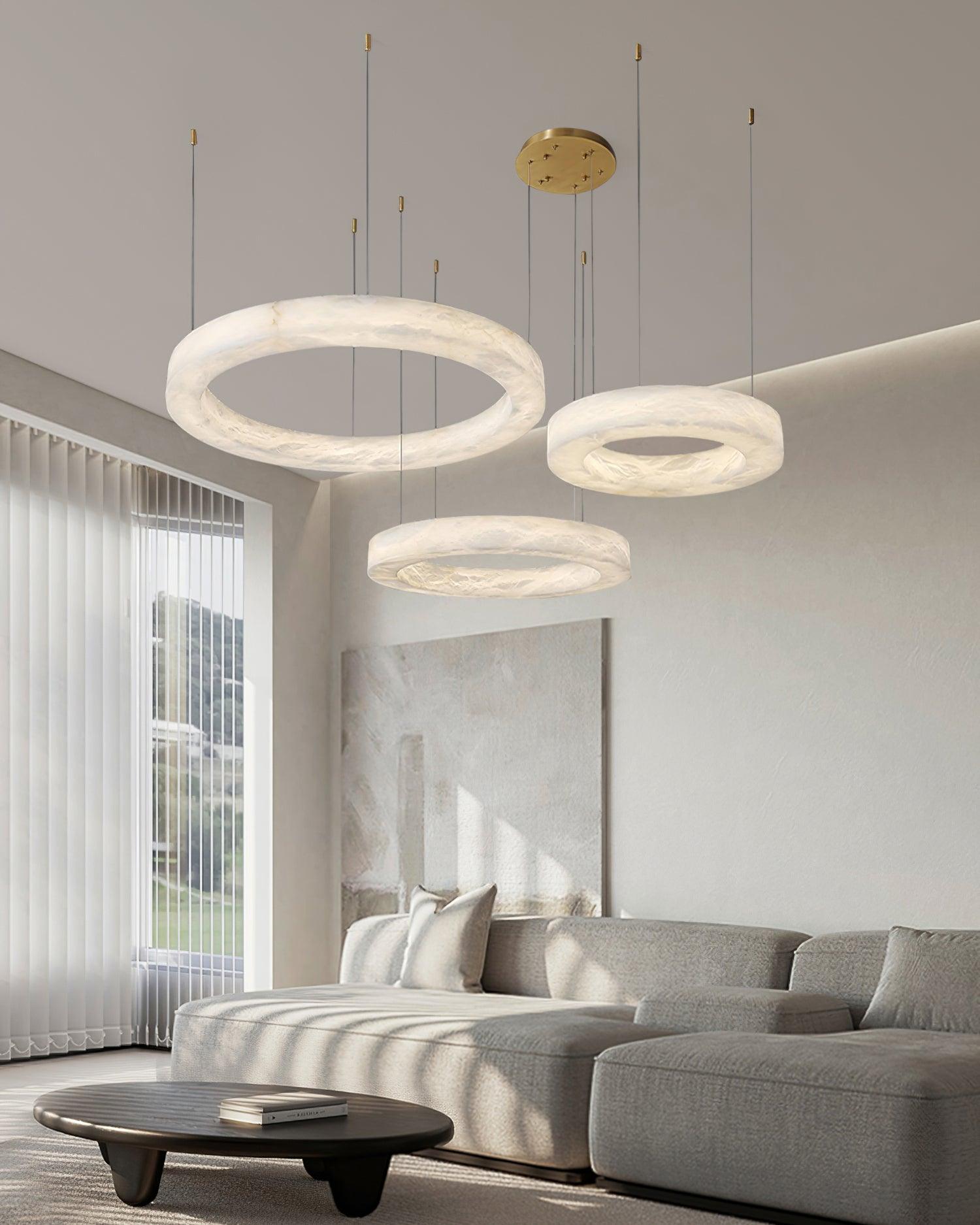 Olloros Alabaster Multi-Ring Pendant Light - Letslighting