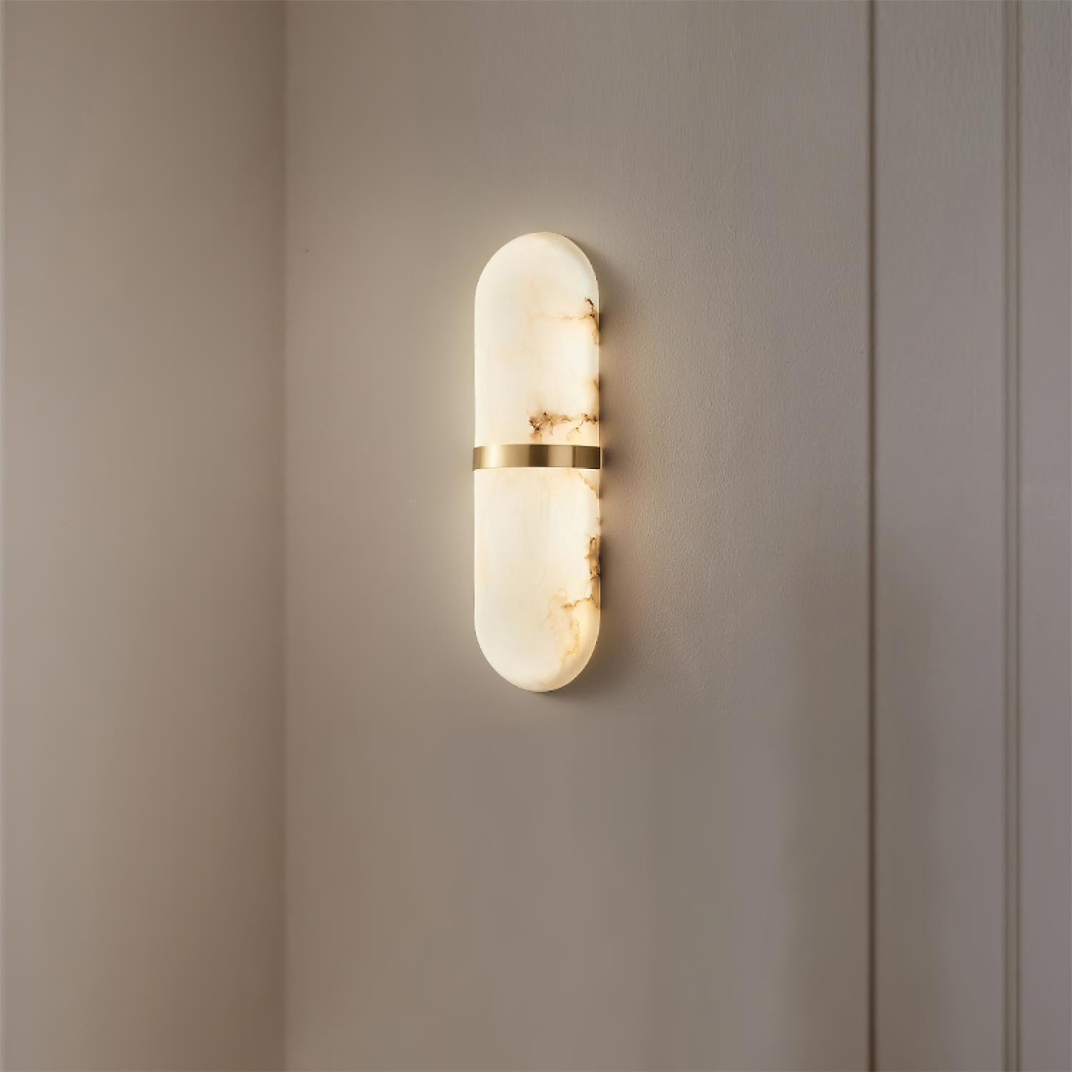 Wall Lamp Alabaster Capsule Brass Band - Letslighting