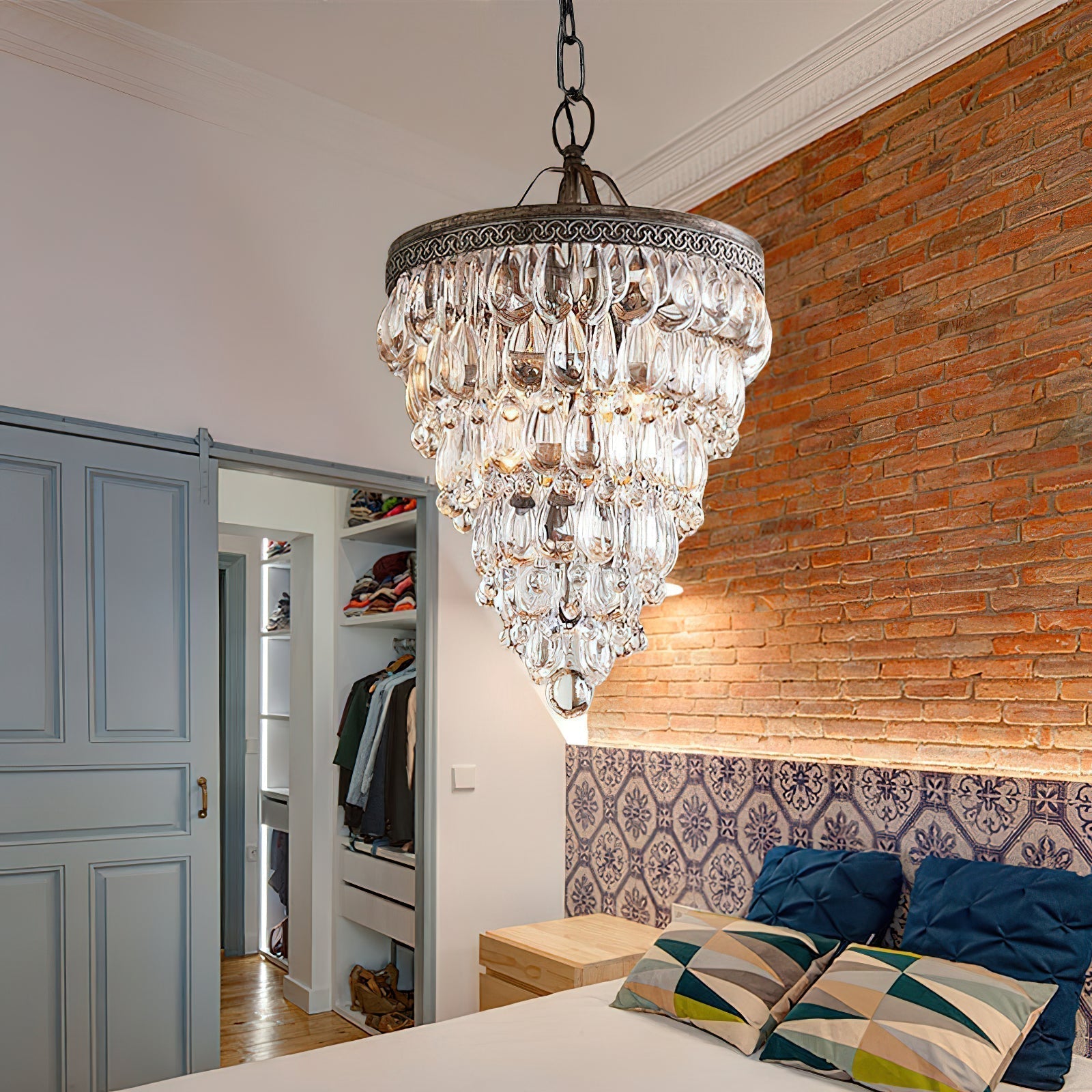 Blink Unique Inverted Pyramid Metal Crystal Chandelier - Lamp Copper