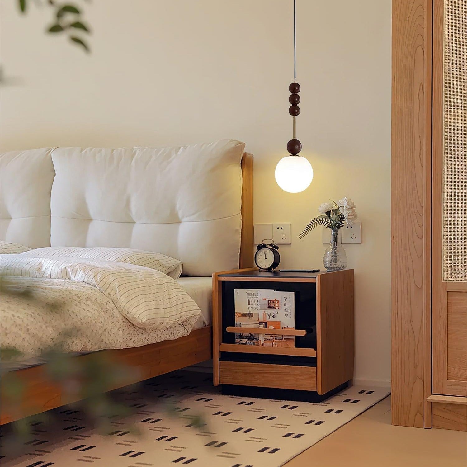 Aira Lámpara Colgante Vintage Globo con Perlas de Madera