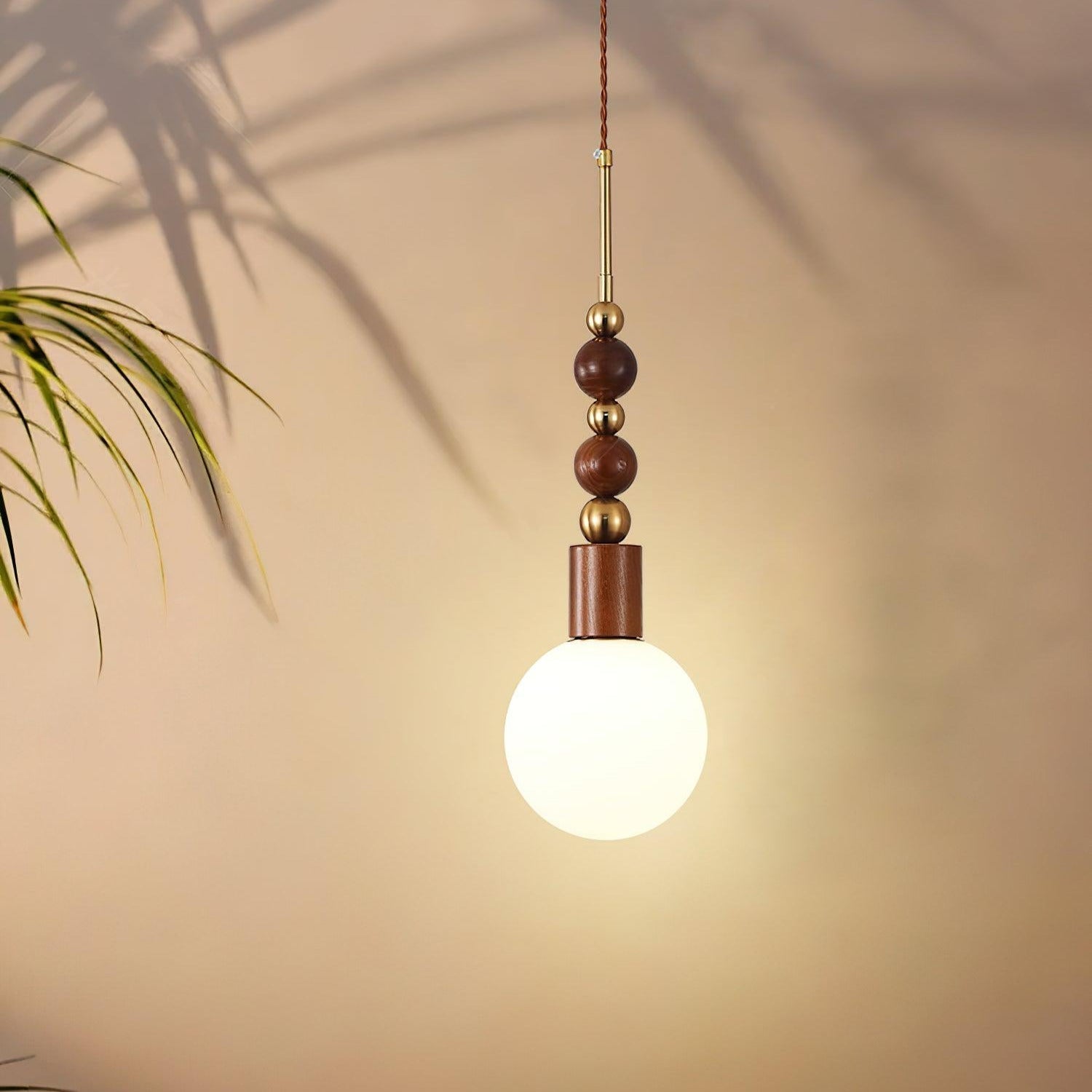 Aira Lámpara Colgante Vintage Globo con Perlas de Madera