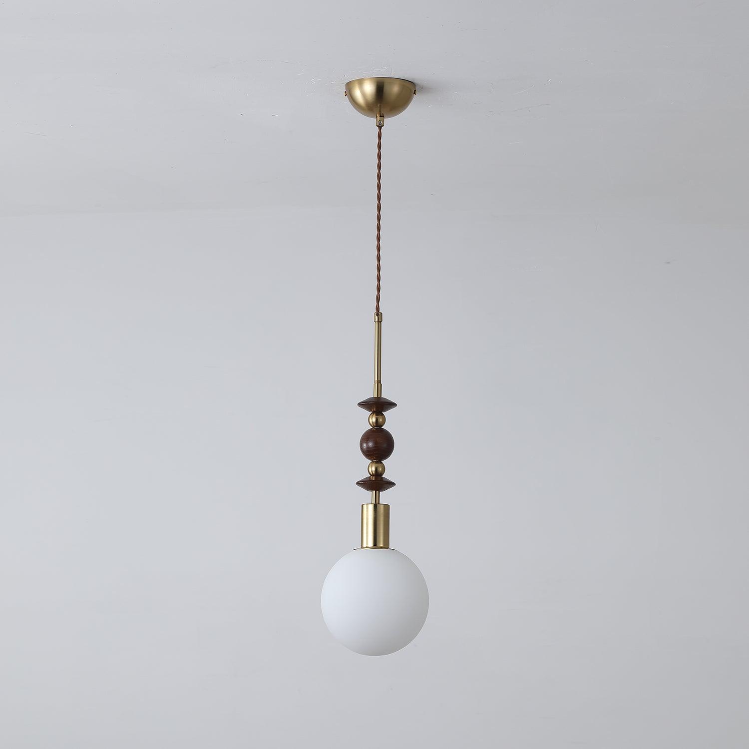 Aira Lámpara Colgante Vintage Globo con Perlas de Madera