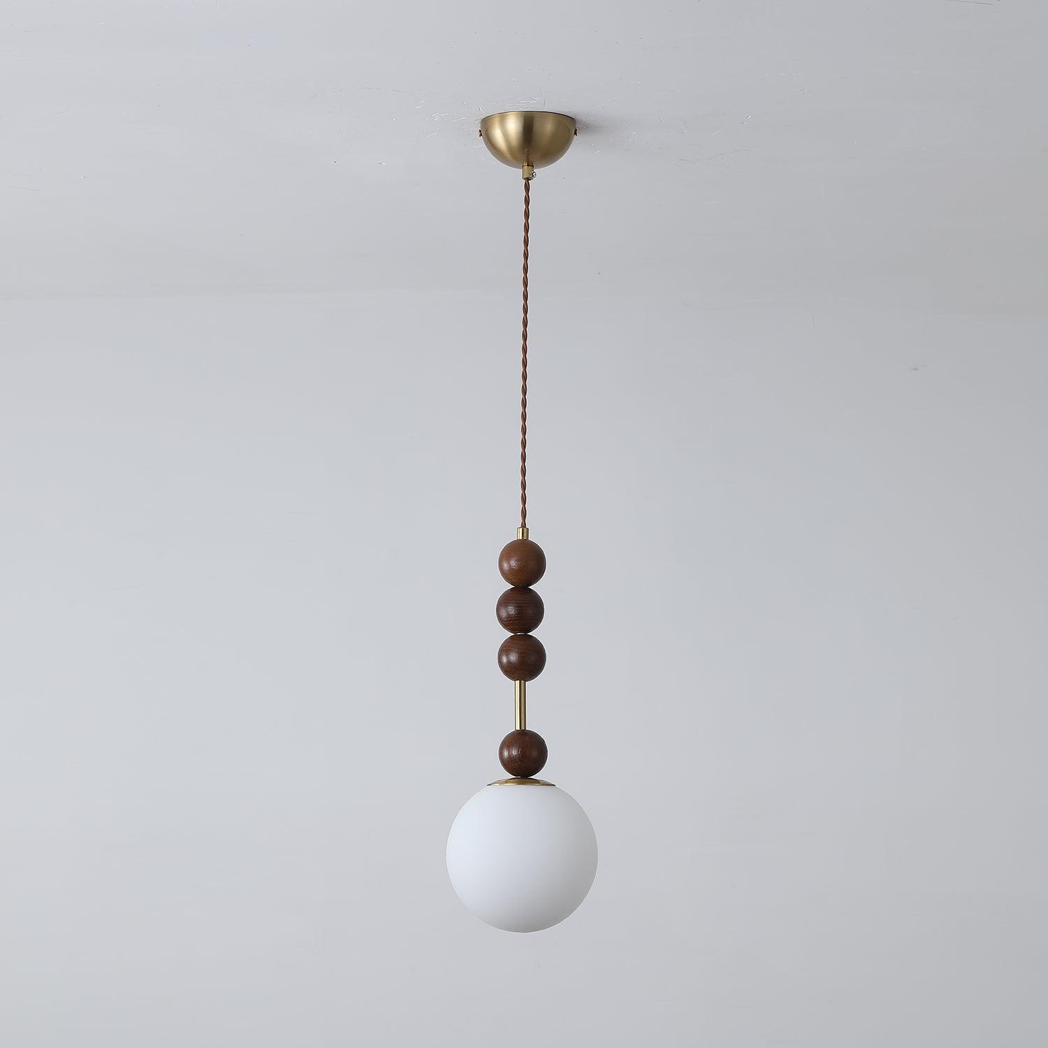 Aira Lámpara Colgante Vintage Globo con Perlas de Madera