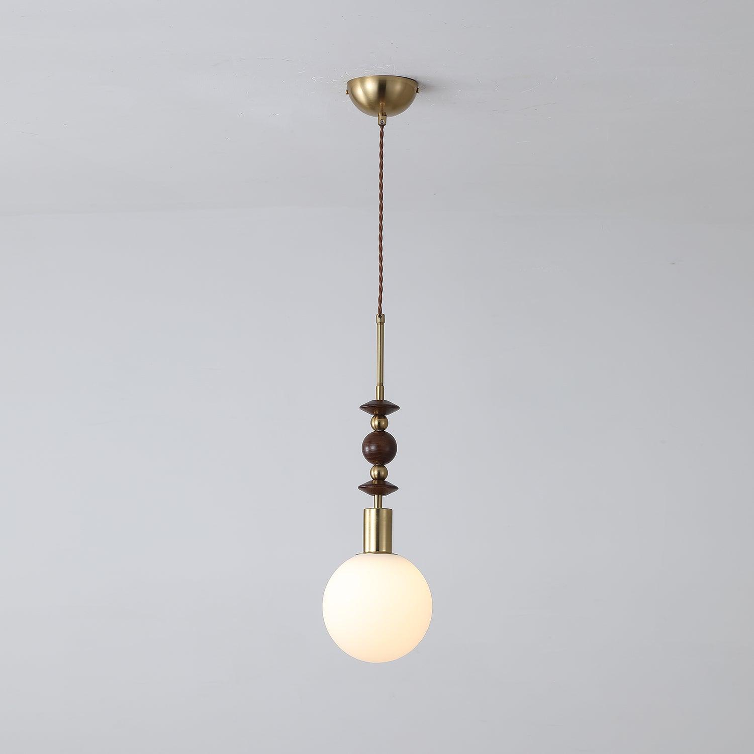 Aira Lámpara Colgante Vintage Globo con Perlas de Madera