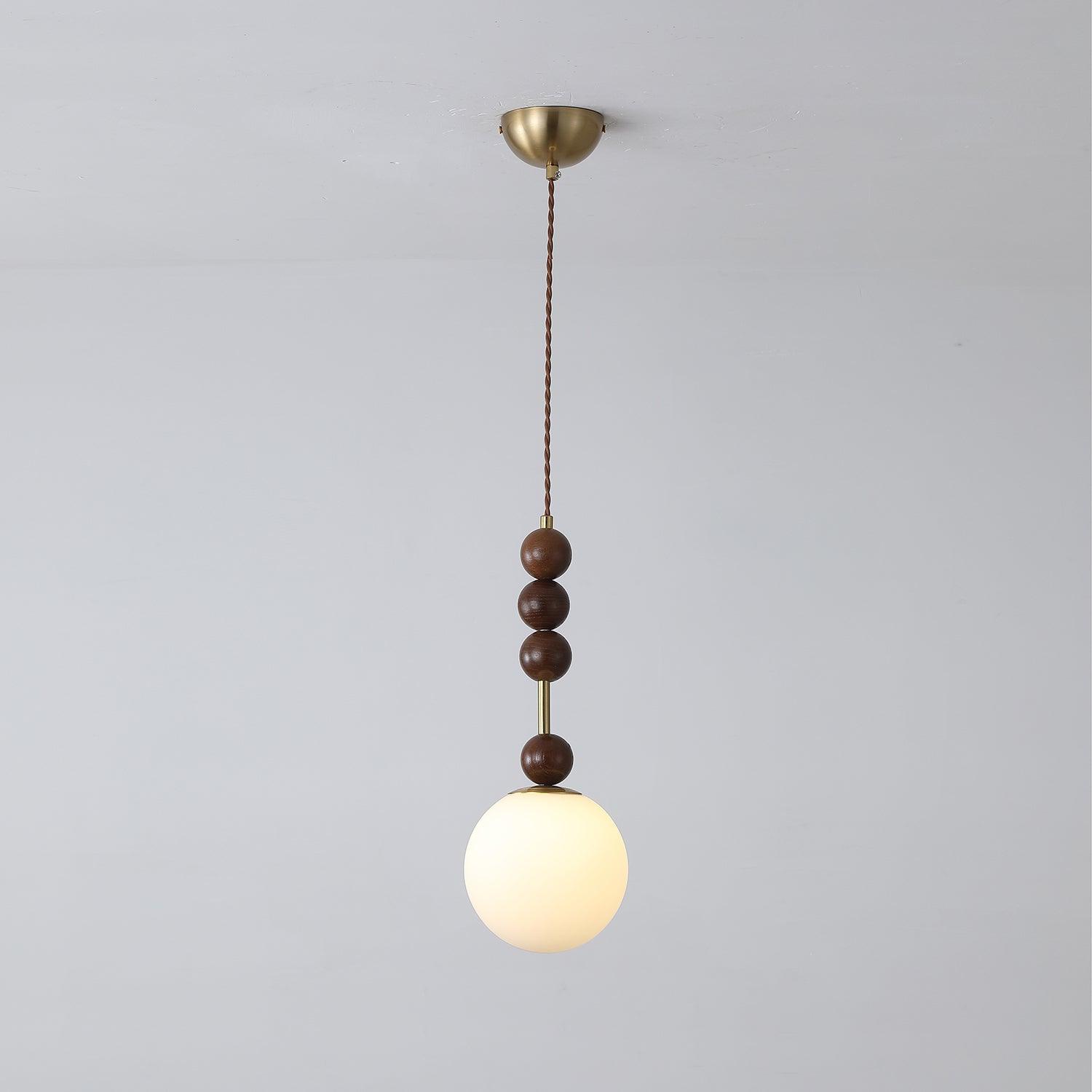 Aira Lámpara Colgante Vintage Globo con Perlas de Madera