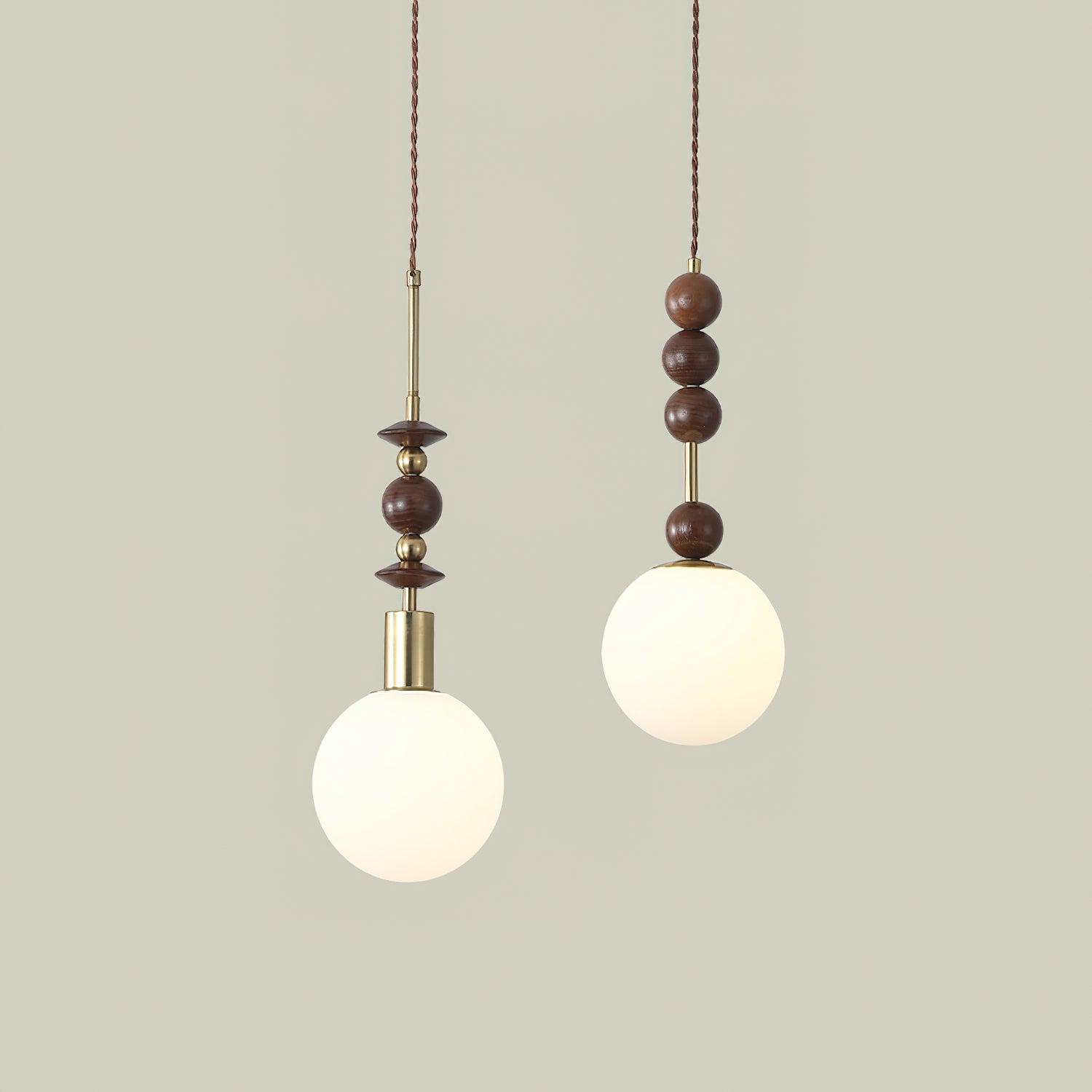 Aira Lámpara Colgante Vintage Globo con Perlas de Madera