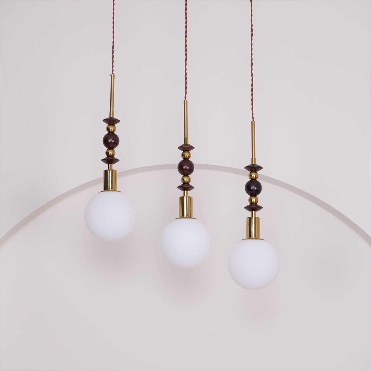 Aira Lámpara Colgante Vintage Globo con Perlas de Madera
