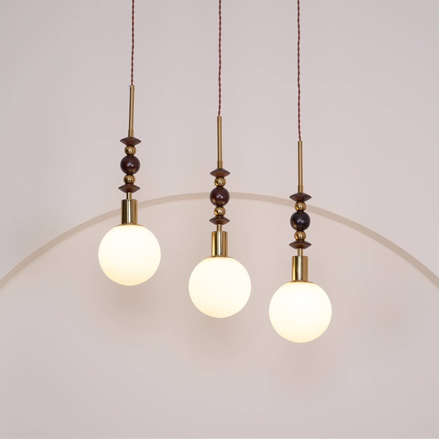 Aira Lámpara Colgante Vintage Globo con Perlas de Madera