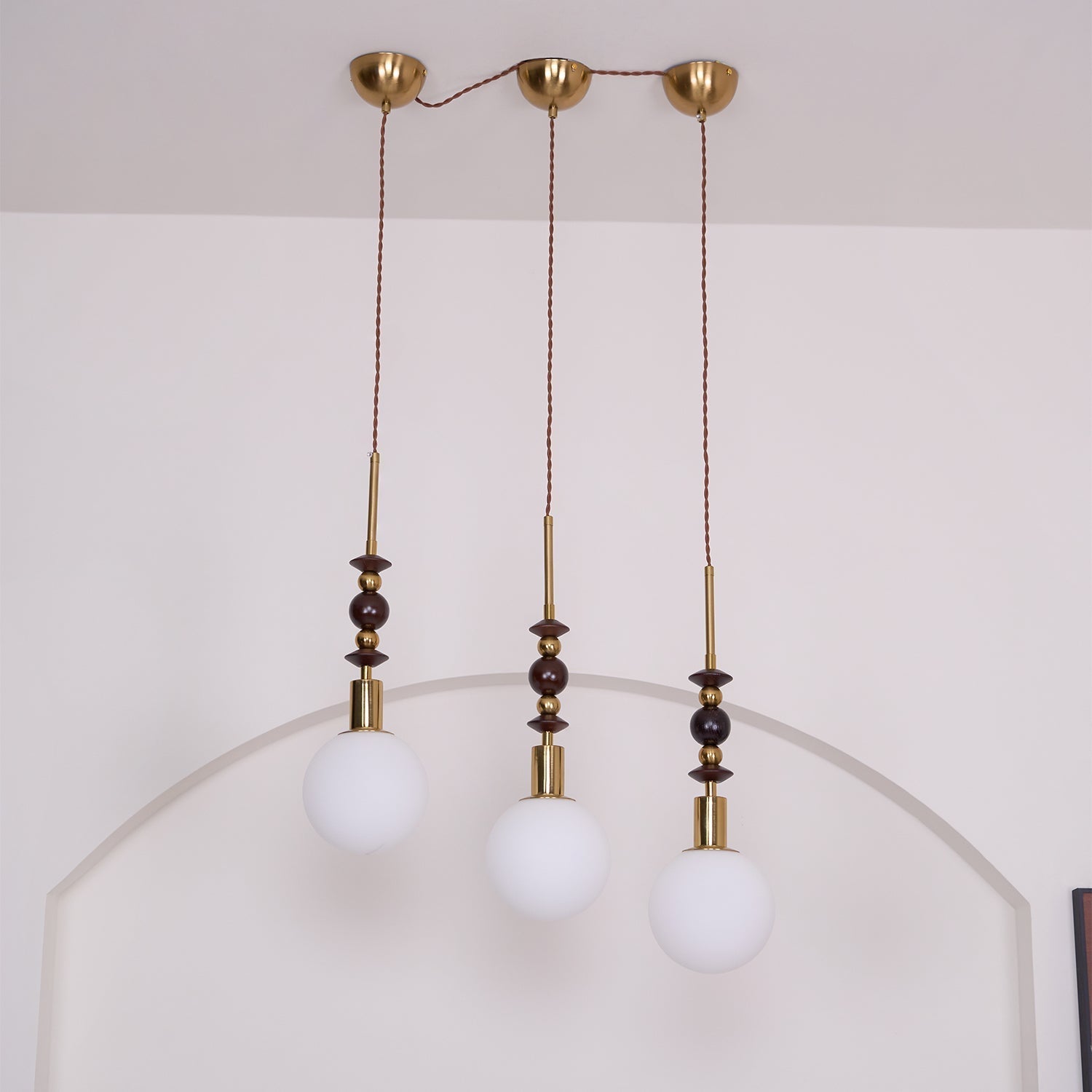 Aira Lámpara Colgante Vintage Globo con Perlas de Madera
