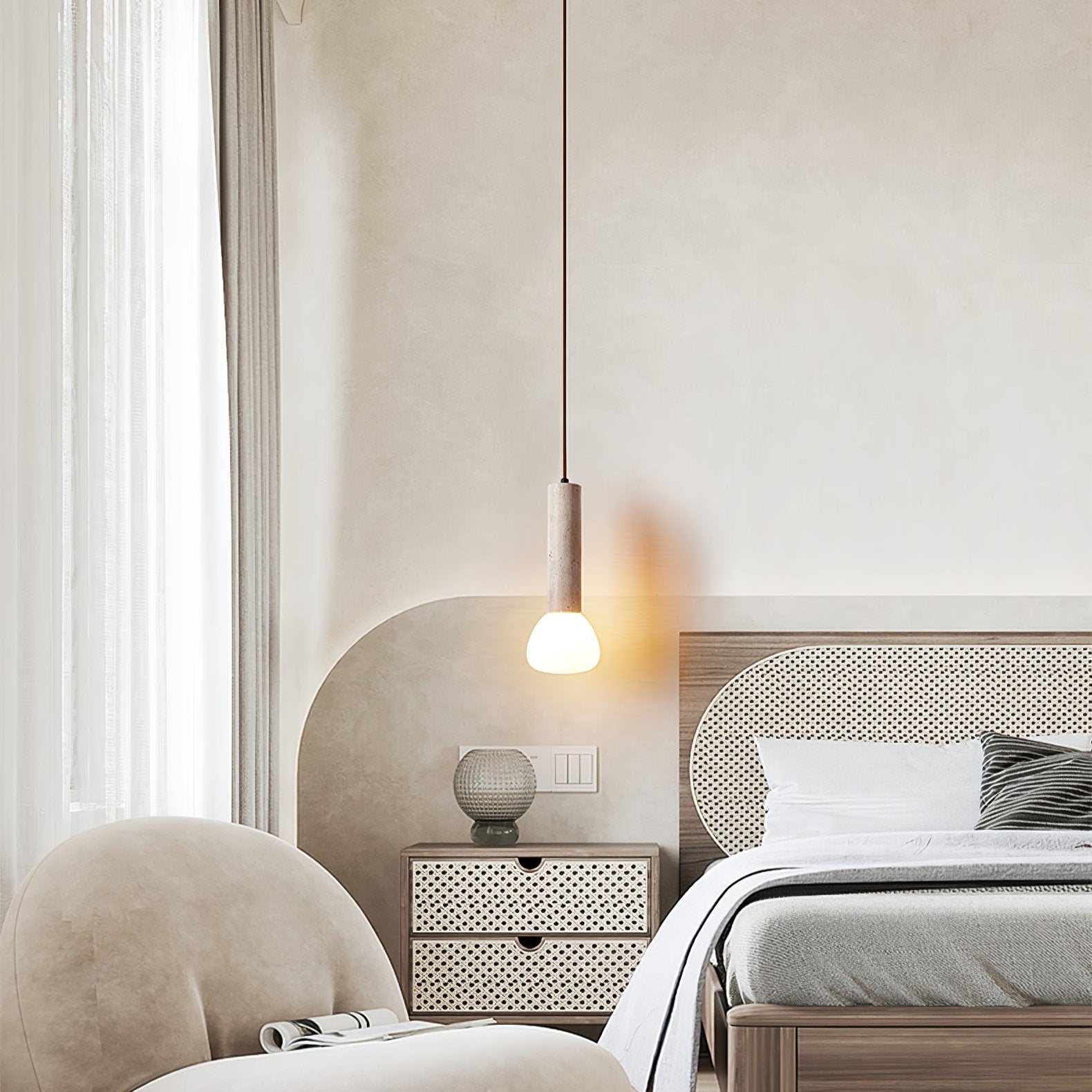 Cicaris Minimalist Travertine Pendant Light - Letslighting