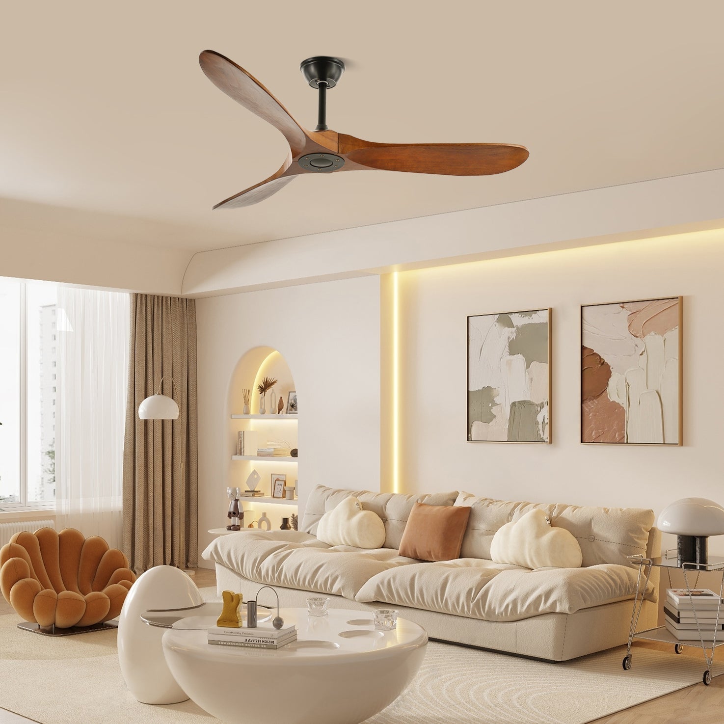 Ventilador de Techo de Madera Aviona, adecuado para ambientes interiores.