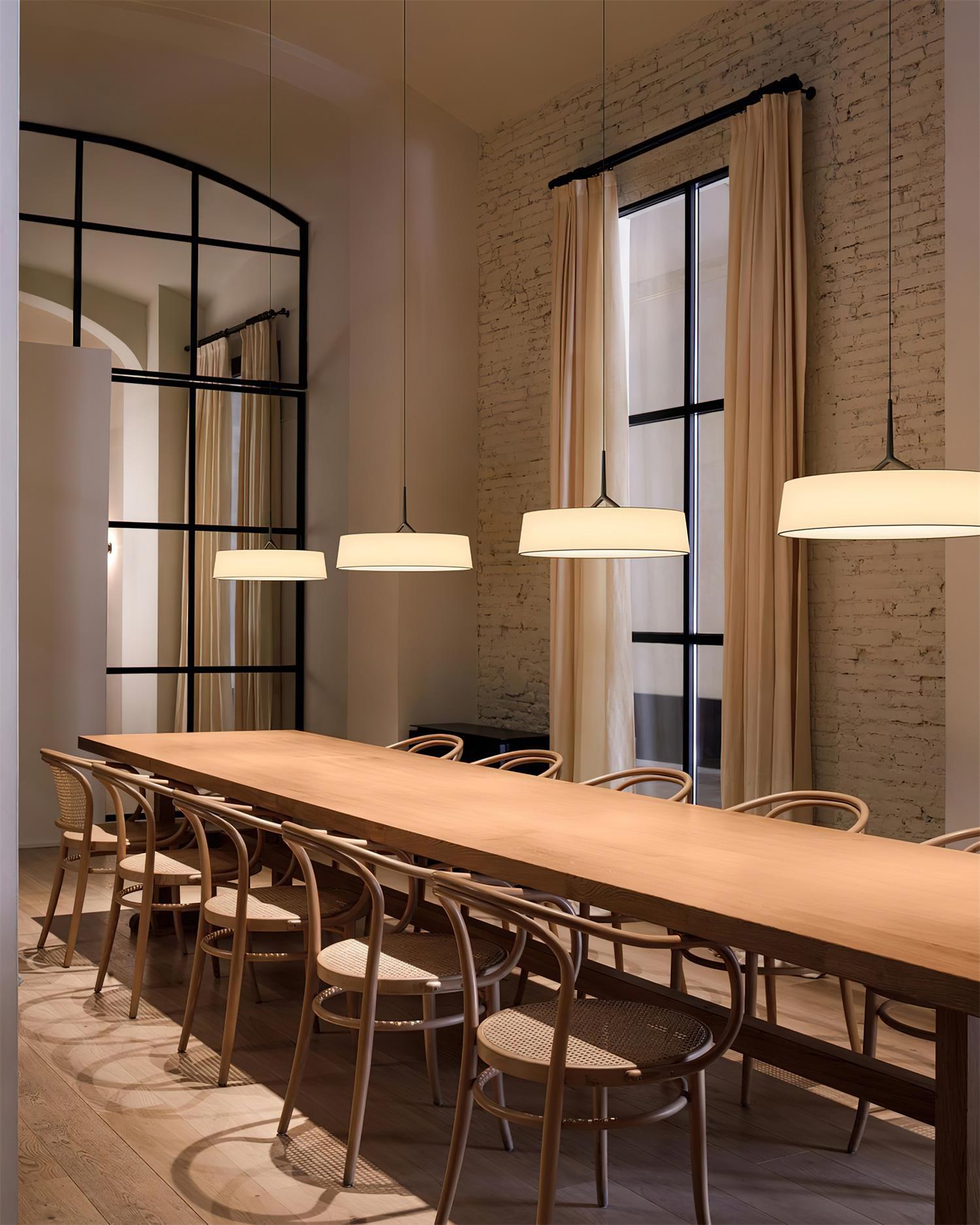 Pendant Light White Fabric Drum Black - Letslighting