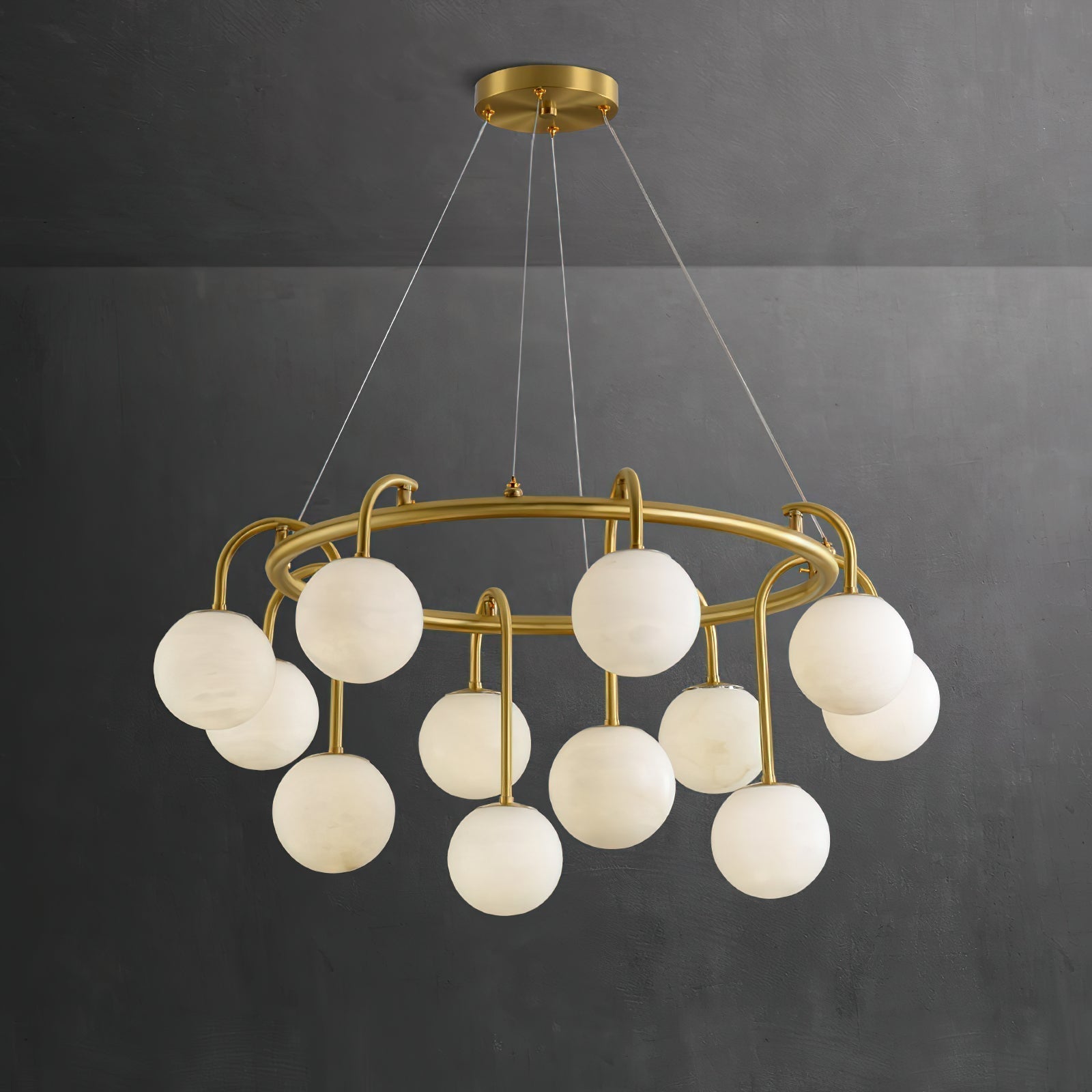 Zotalara Premium Elegance Brass Alabaster Chandelier - Lamp Copper