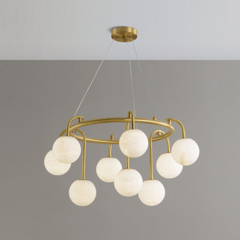 Zotalara Premium Elegance Brass Alabaster Chandelier - Lamp Copper