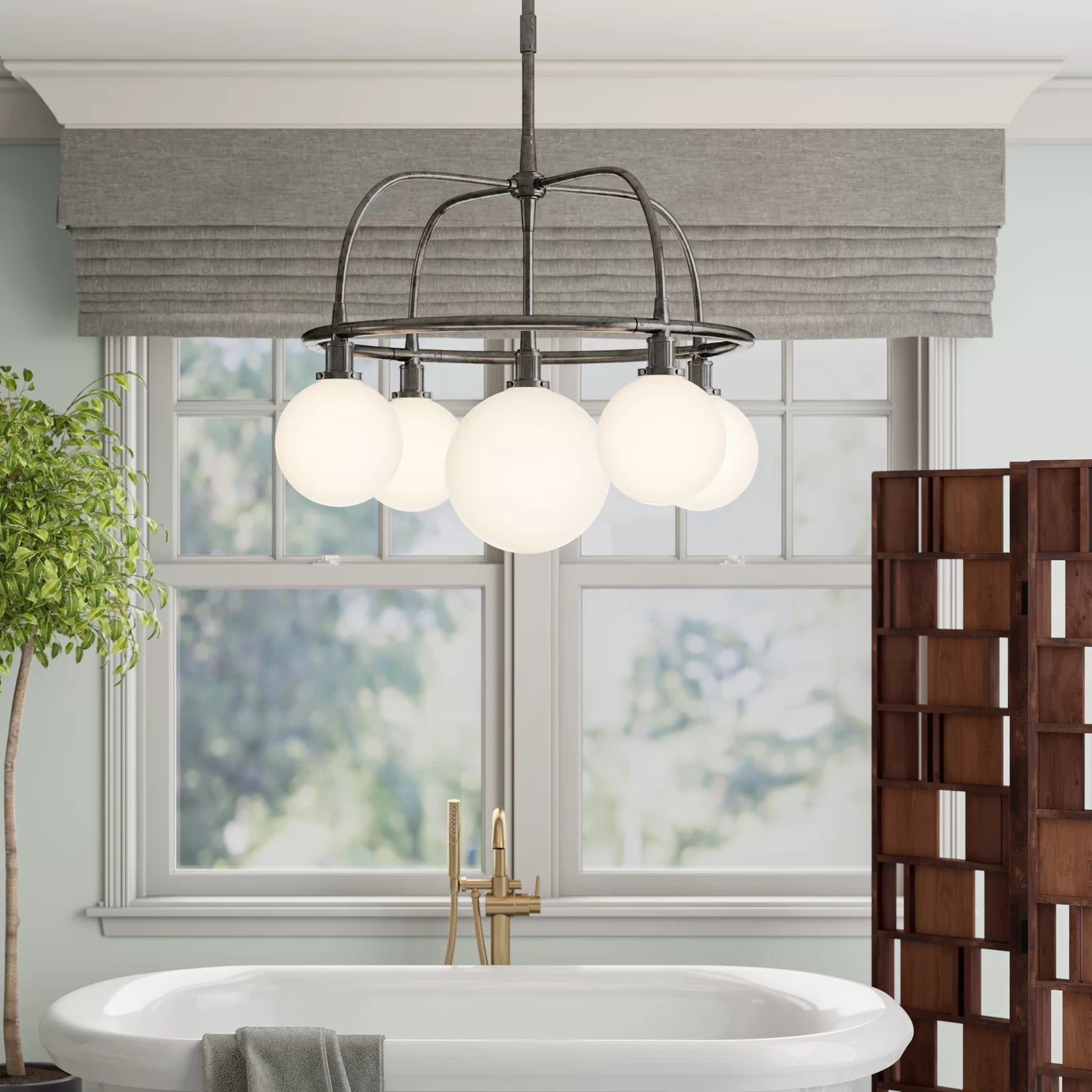 Vathea Modern Minimalist Metal Glass Chandelier - Lamp Copper