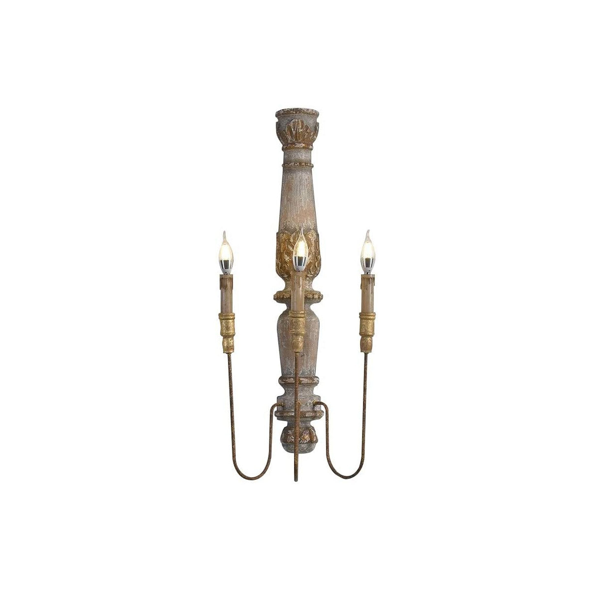 Vevenir Vintage Industrial Candle Wood Metal Wall Lamp - Lamp Copper